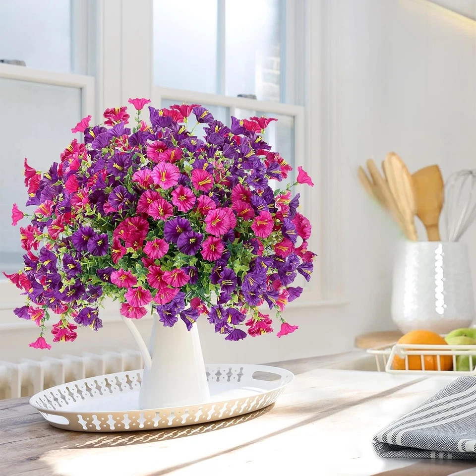 Artificial Flowers for Outdoors 12 Bundles Realistic Faux Plants UV Resistant Fa