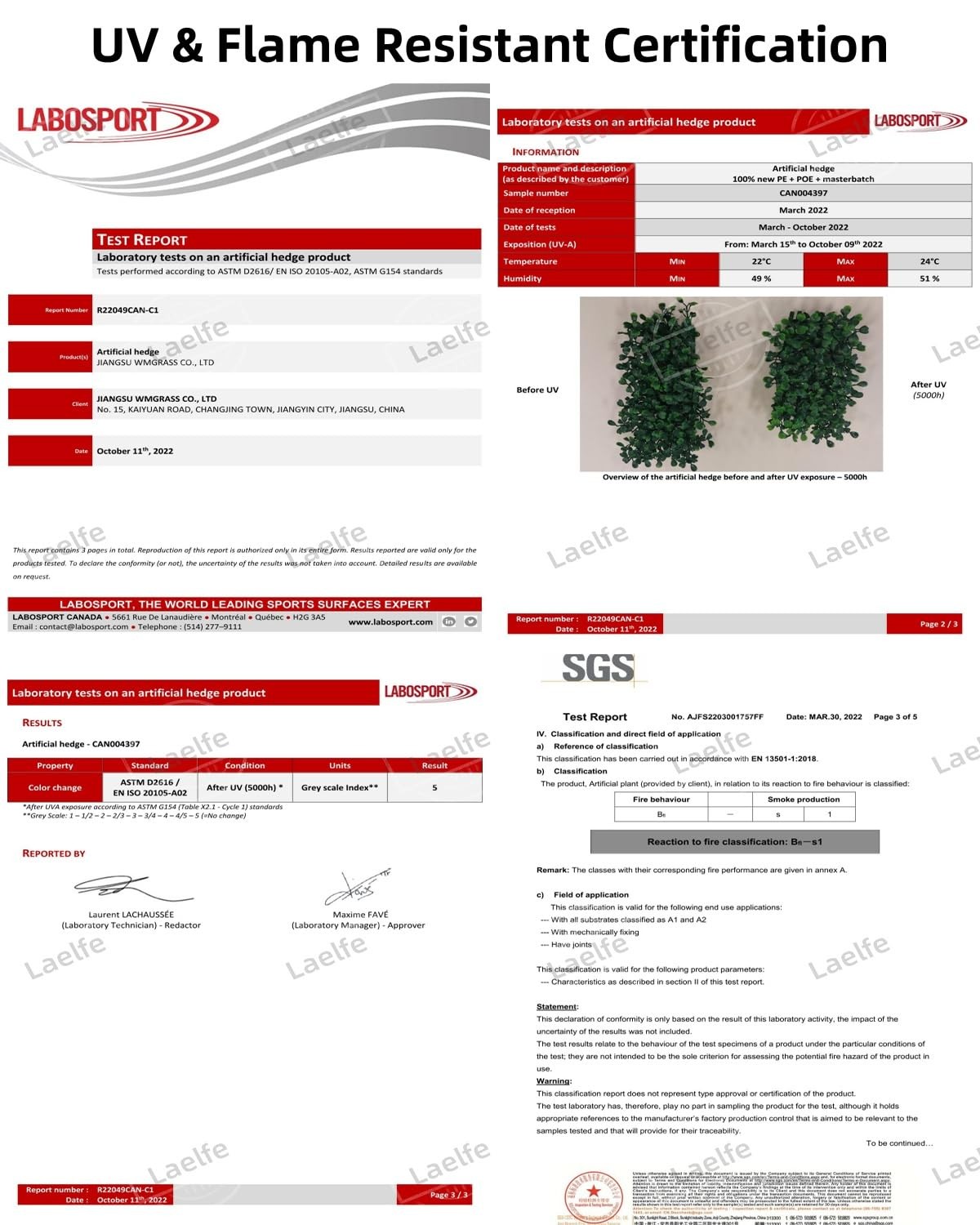 Laelfe UV Resistant Artificial Plants & Flowers, 13 Bundles Fade 5000H Tested