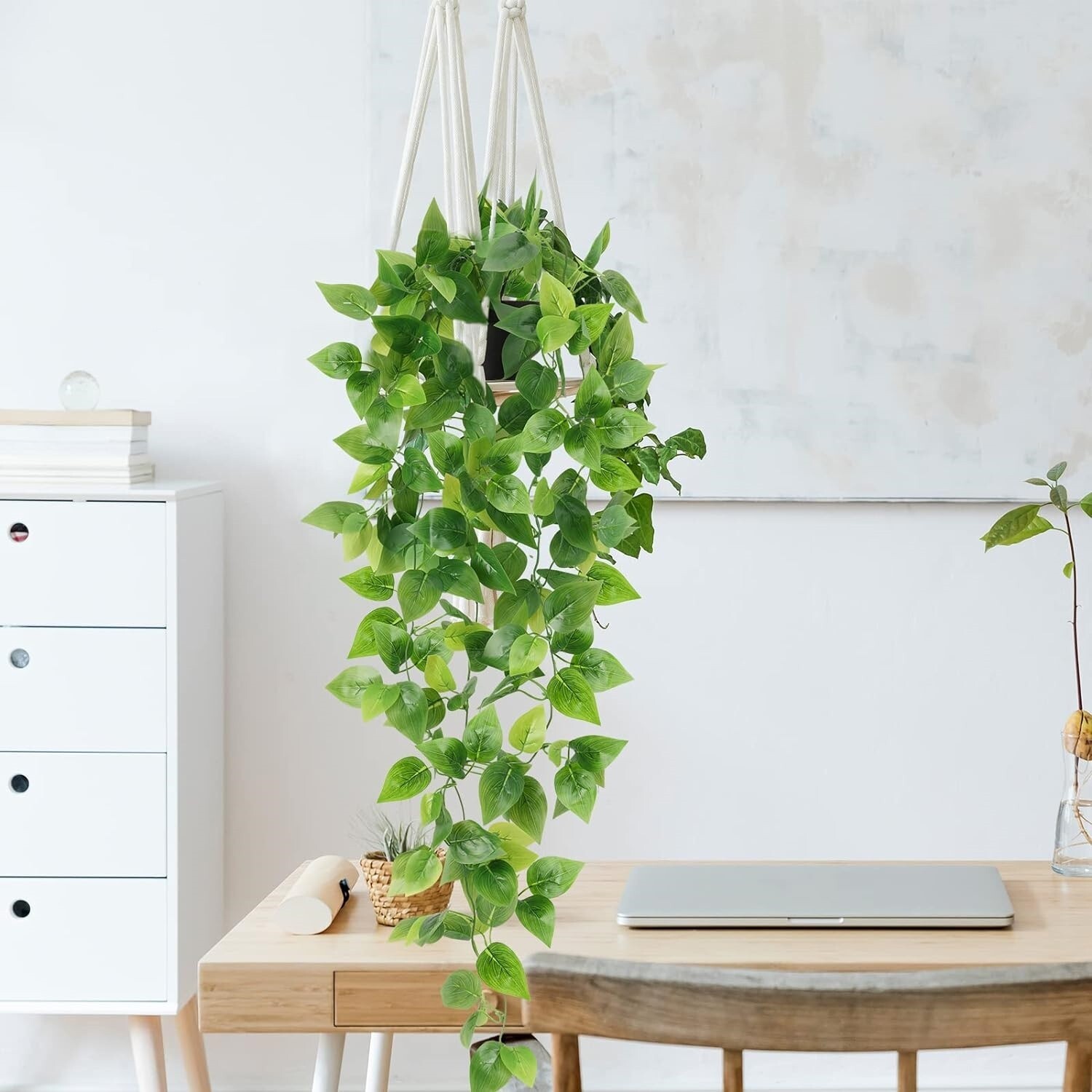 4 Plantas Colgantes Artificiales De Hiedra Falsa Para Decoración De Pared Hogar