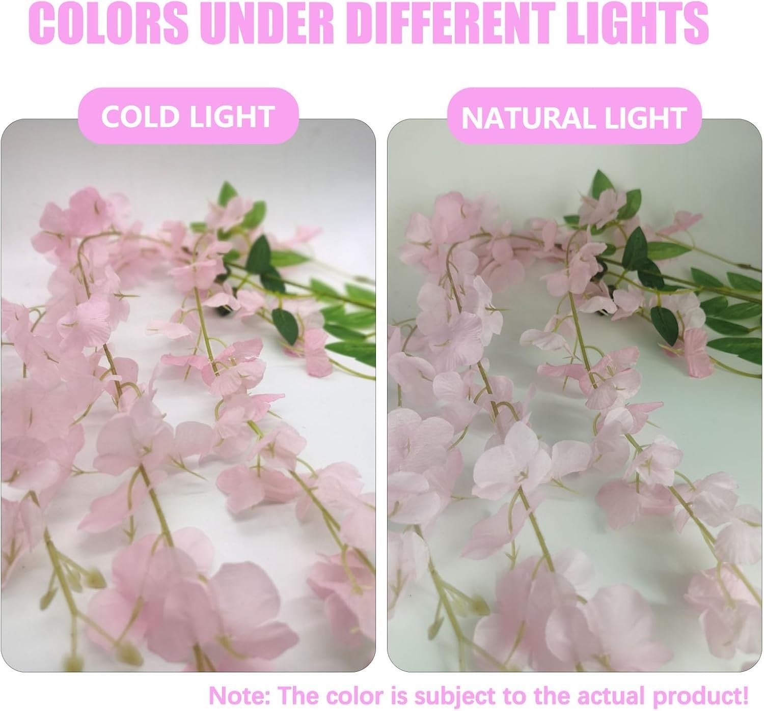 36 Pack Pink Wisteria Hanging Flowers, 3.44 Ft Fake Hanging Flowers, Artificial