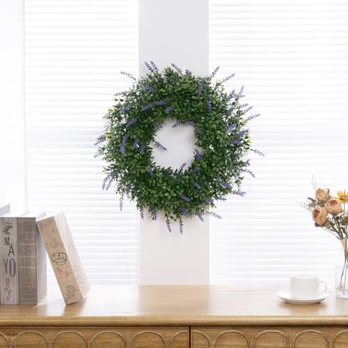 17″ Spring Summer Wreath for Door Green Boxwood Wreath Greenery Hanging