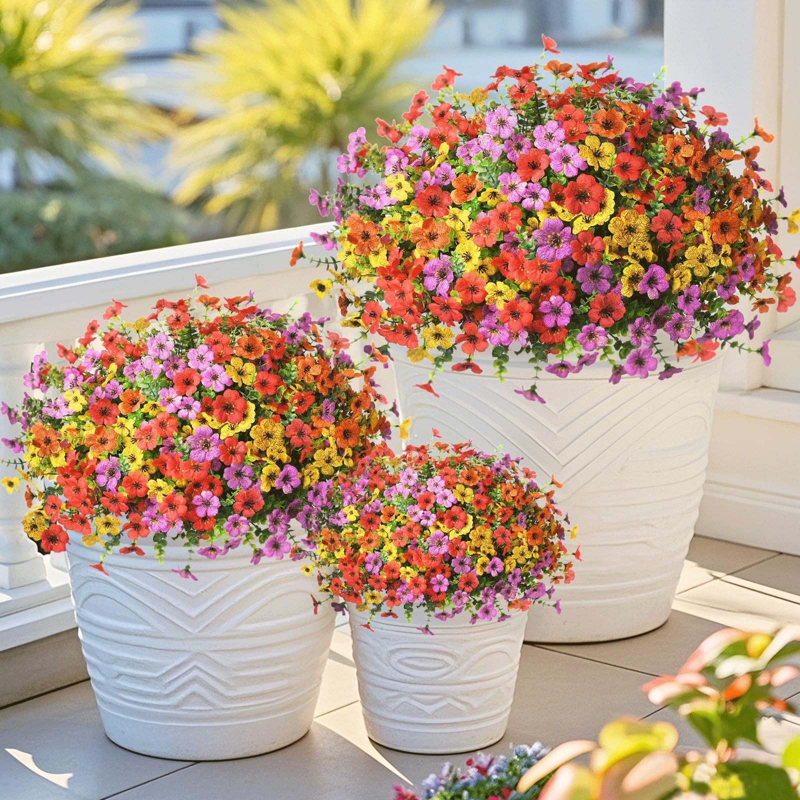 Artificial Flowers Faux Plants Outdoor Fake Flowers Spring Decor,12 Bundles R…