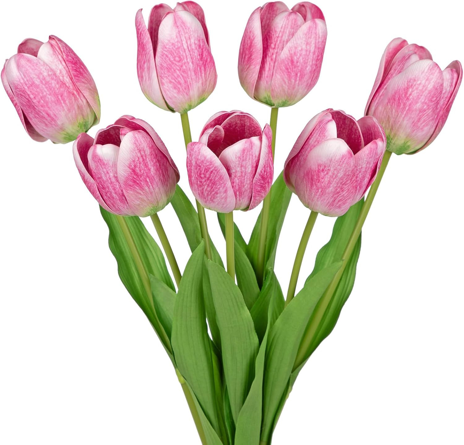Artificial Tulips Flowers – 20″ Long Stem Faux Tulips, 10PCS Real Touch Fake Whi