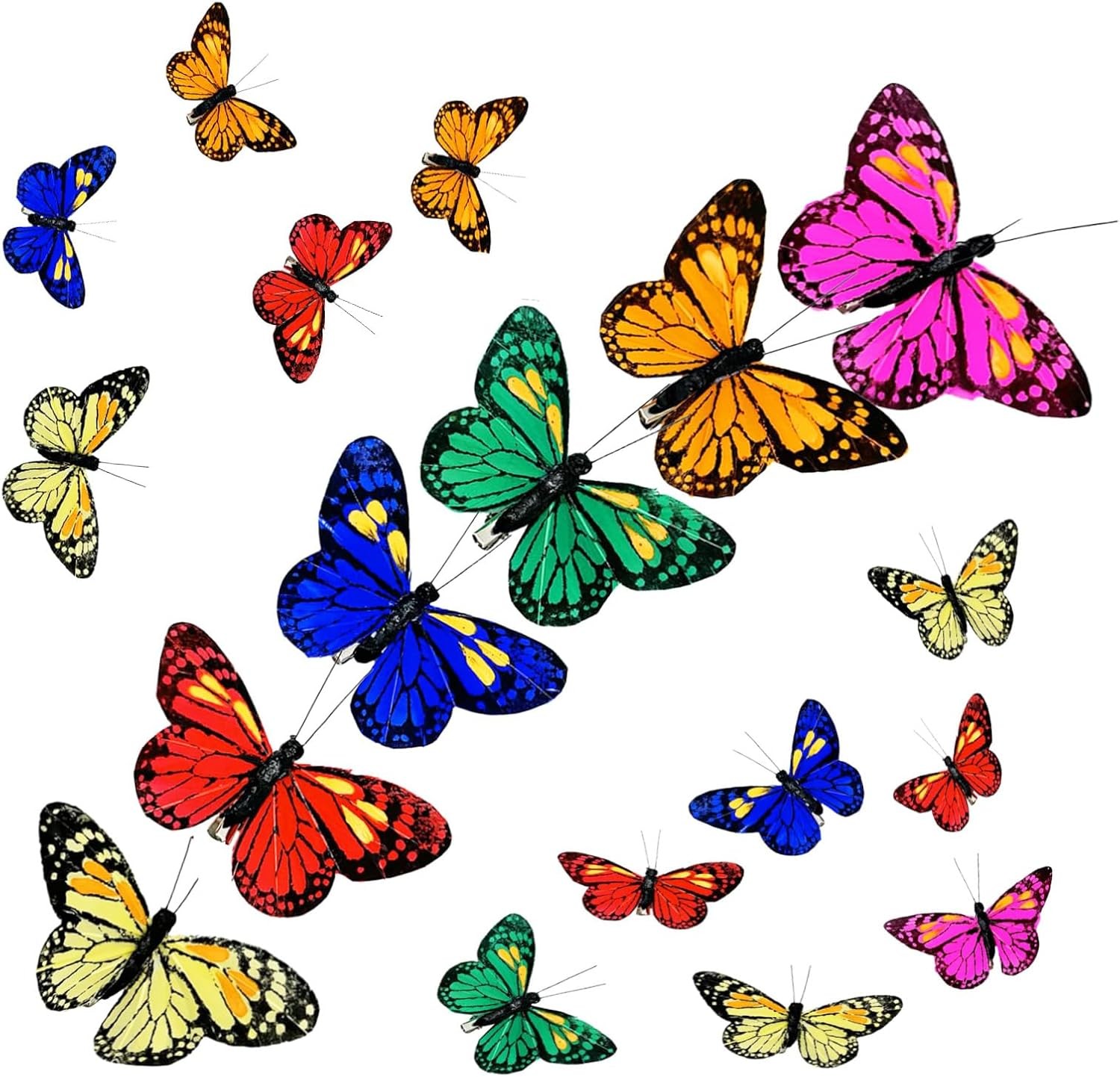 Feather Butterfly Set of 12 Clip on Artificial Butterflies Crafts Christmas