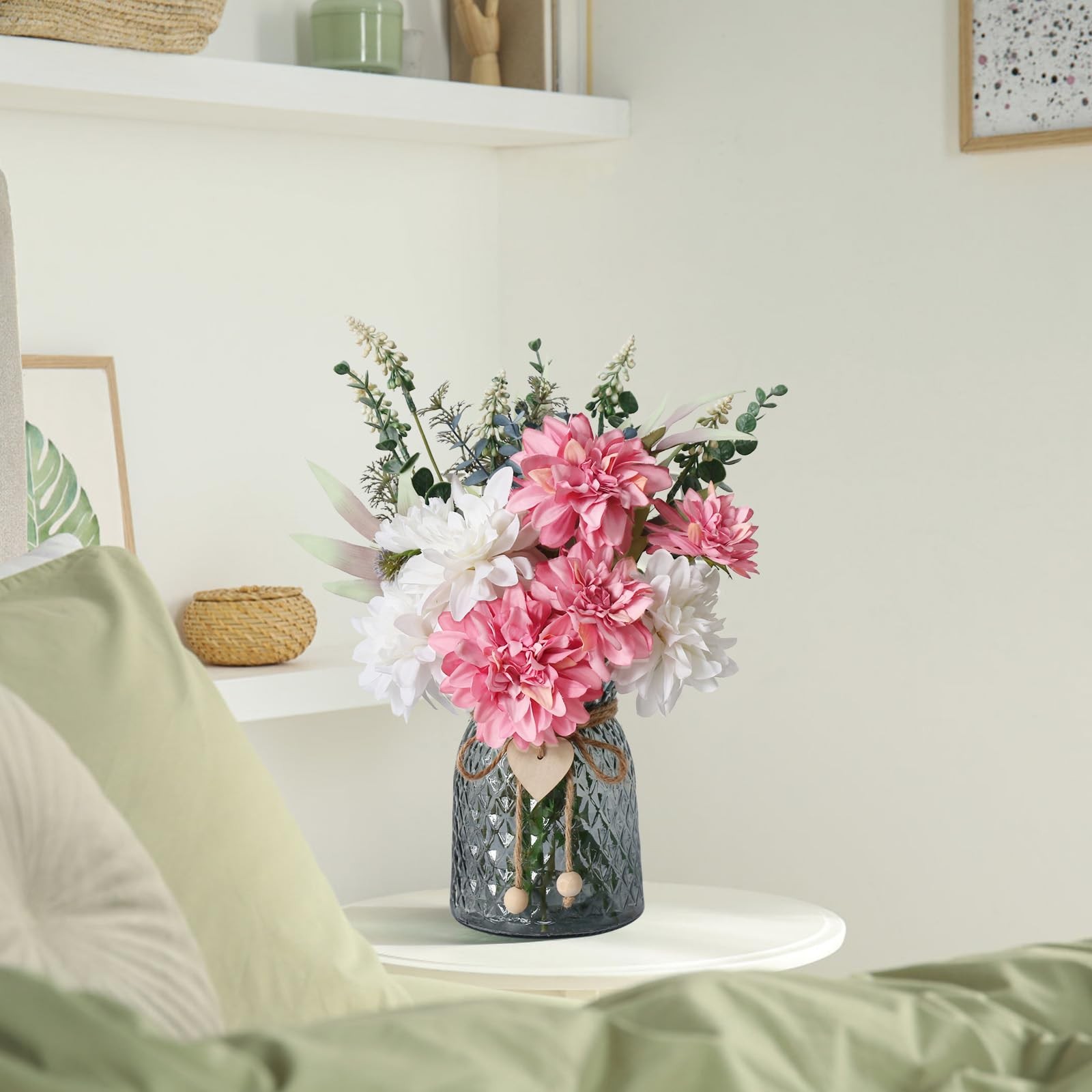 Faux Flowers In Vase Artificial Table Centerpieces Dining Room Kitchen Decor