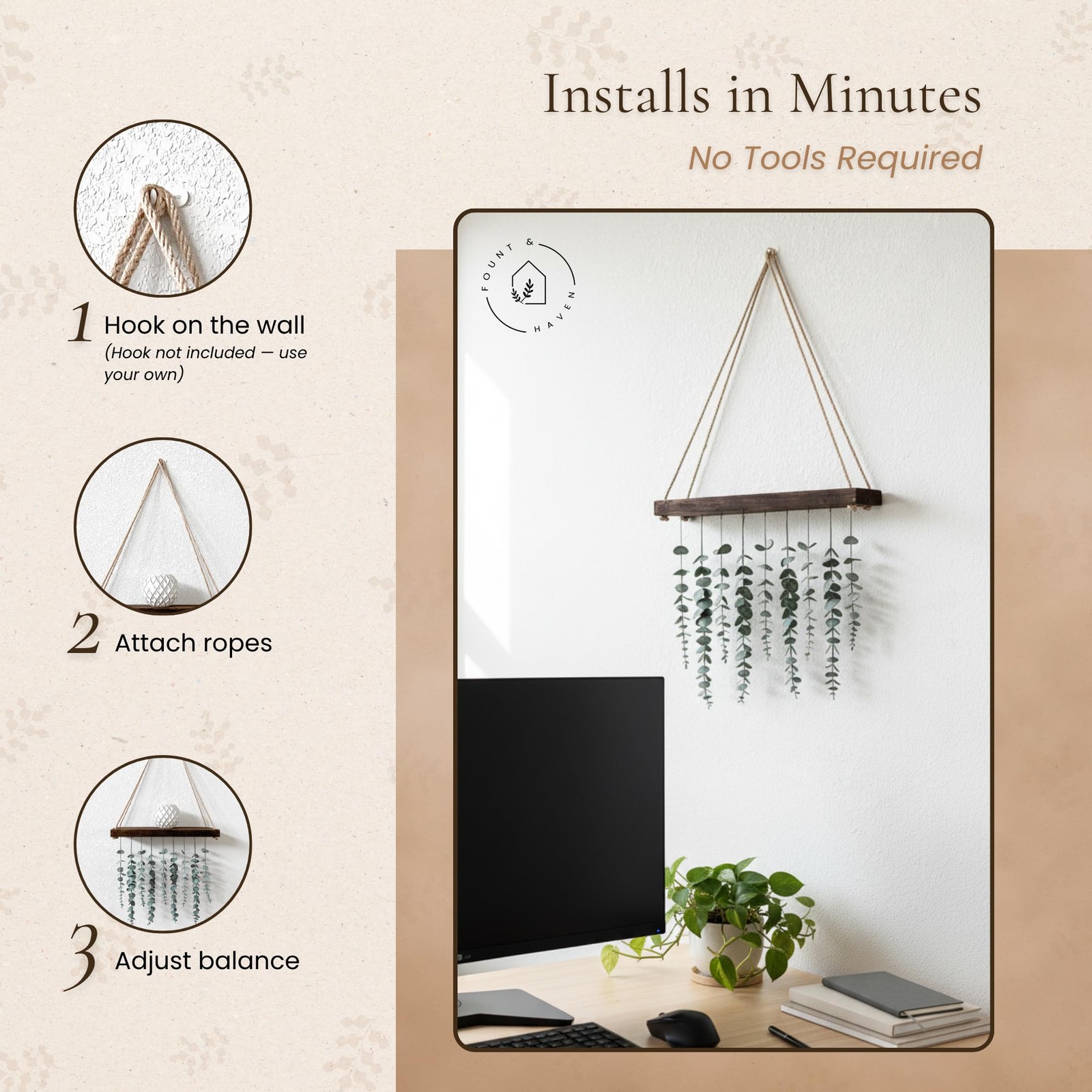 Hanging Eucalyptus Plant Realistic Artificial Eucalyptus Greenery for Boho, R…
