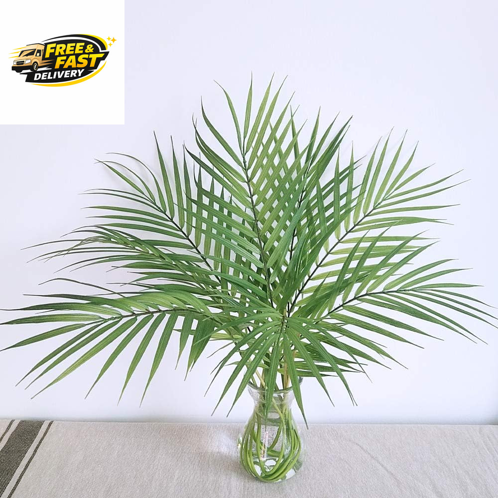 Artificial Areca Palm Leaves, 8 Pcs Faux Tropical Palm Tree Leaves