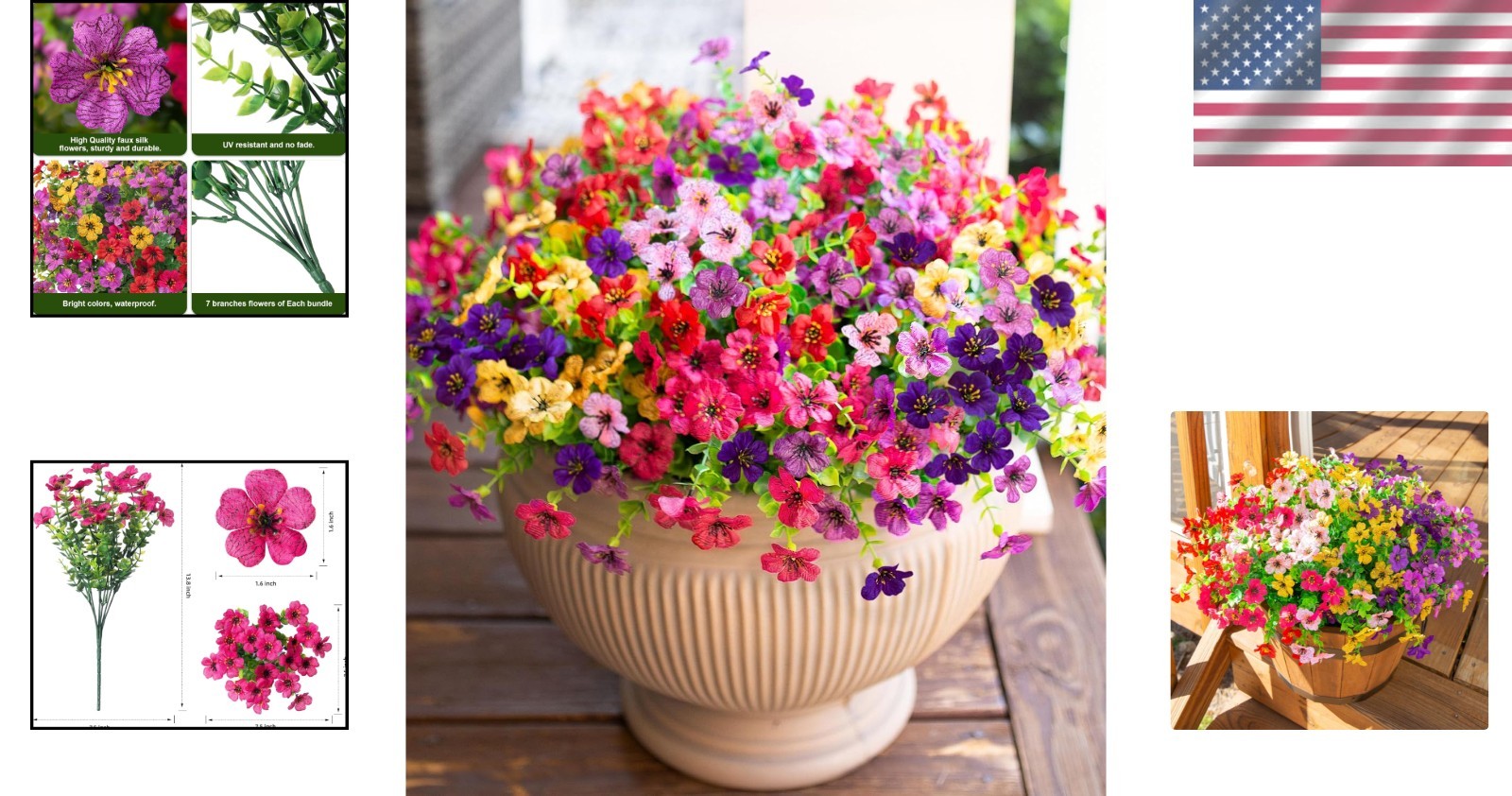 Outdoor Indoor Artificial Flower Arrangement, 6 Colors
