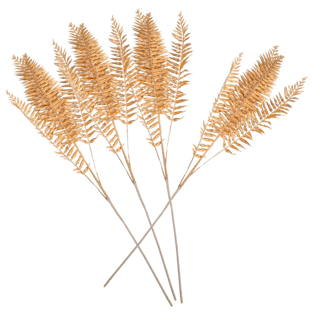 4Pcs Reusable Golden Artificial Leaf Stems for Floral Arrangement