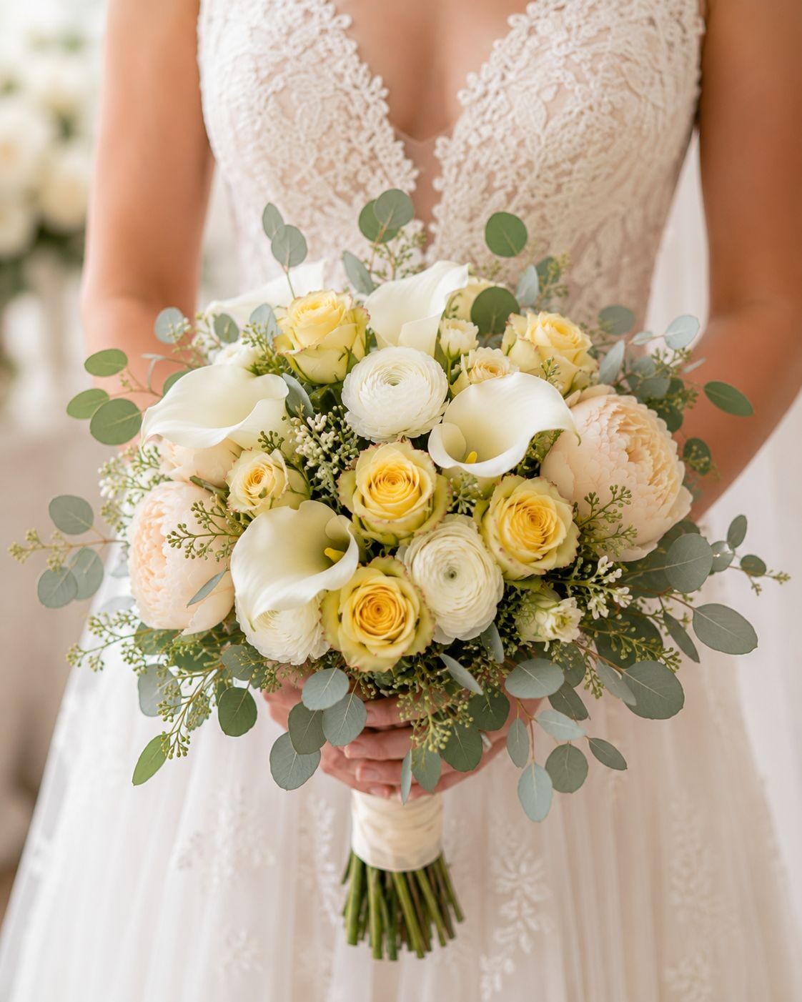 Yellow Artificial Roses 12 Stems Faux Silk Rose Bouquet Small Roses Wedding Flow