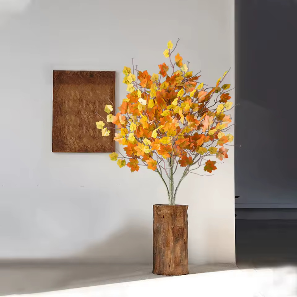 Silk Maple Tree Branch Fake Autumn Leaves Halloween Home Decoration