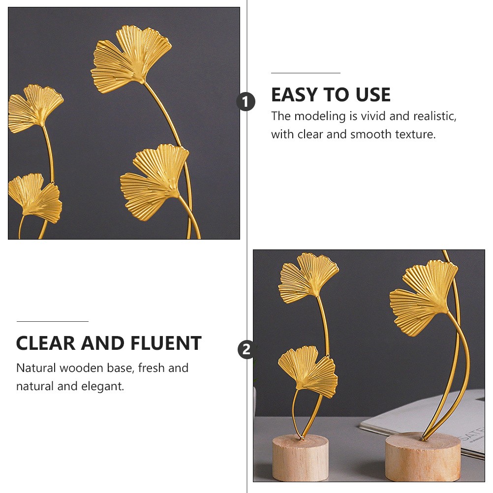 Elegant Ginkgo Leaf Decoration Metal for Desktop 1Pcs 11×2.7in