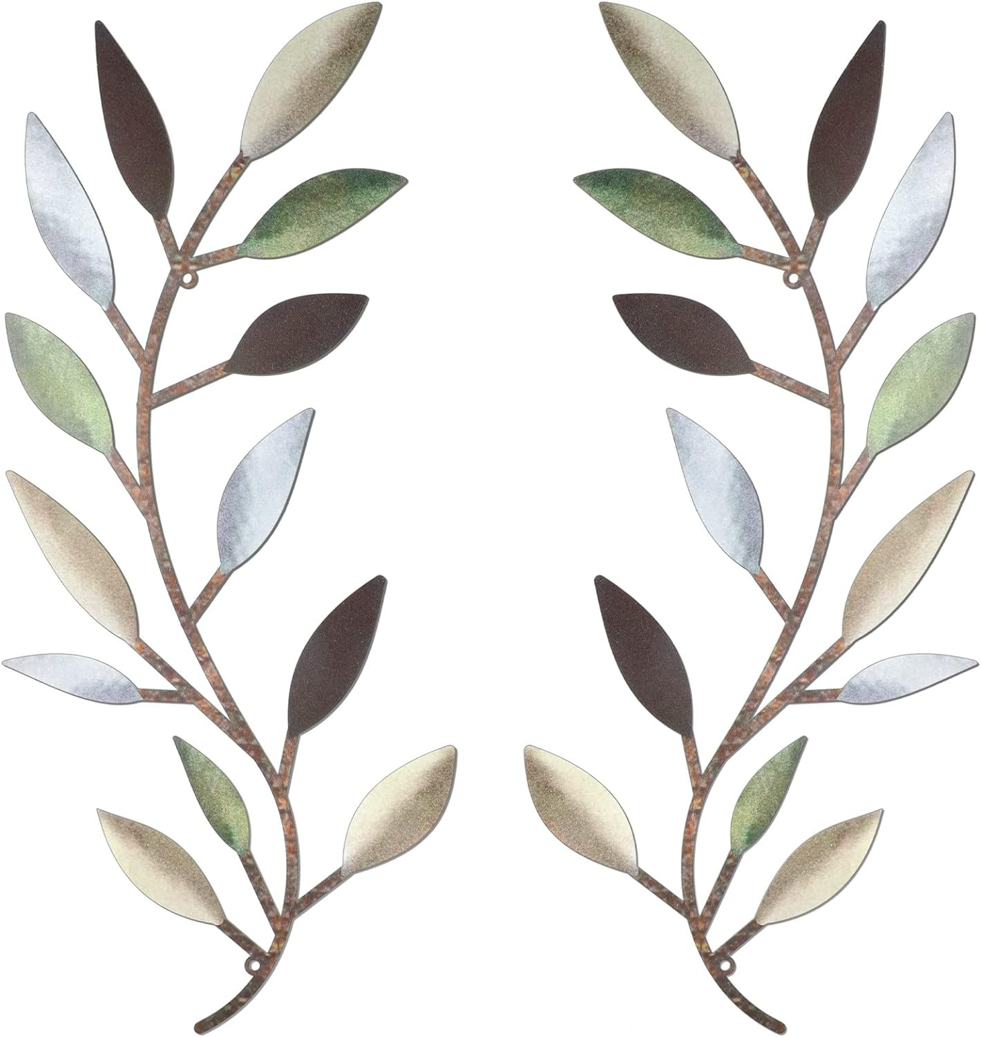 2 Pieces Metal Tree Leaf Wall Decor Vine Olive Branch Leaf Wall Art Living Room