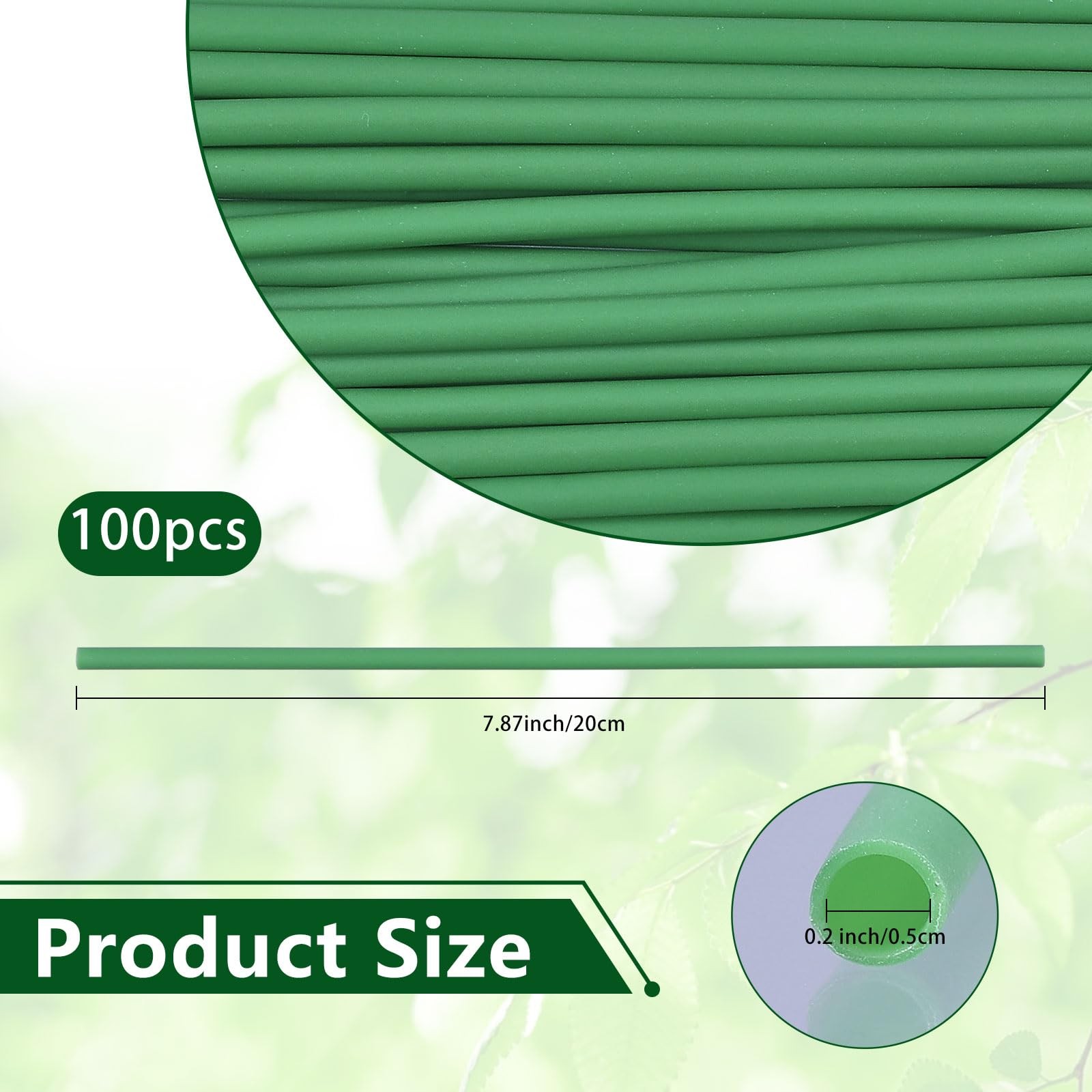 100Pcs Green Tubing Roll Flower Tubes Floral Bouquets Accessories Florist Bun…