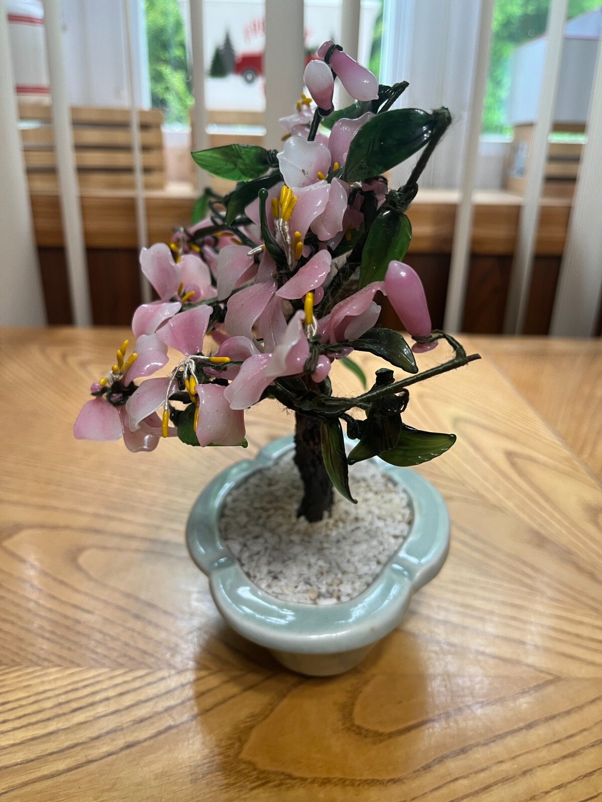 VINTAGE ARTIFICIAL BONSAI TREE/ CHERRY BLOSSOM IN POTTERY BASE