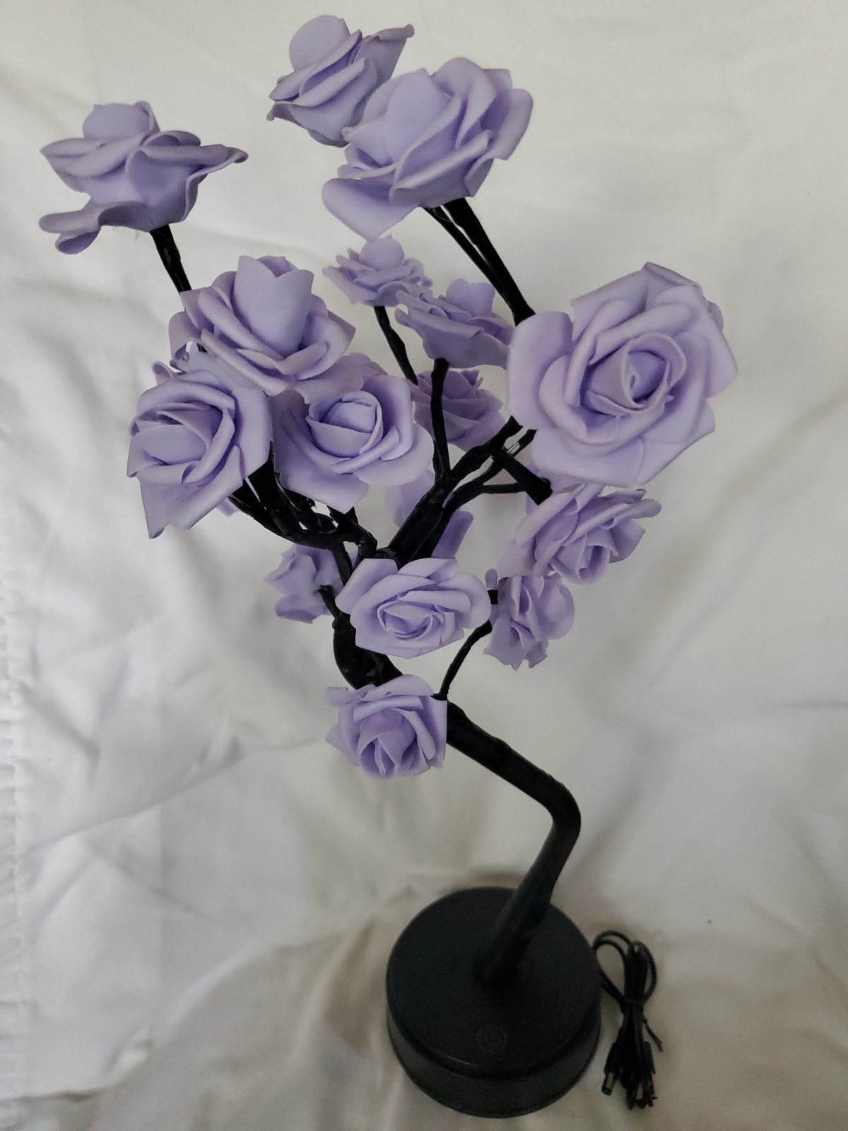 New LED Purple Rose Flower Table Lamp USB Fairy Light Tree Goth Halloween 17″