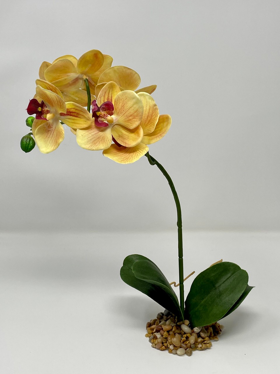 Home Decor 10-14″ Peach Orange PHALAENOPSIS ORCHID Soft Silk flower plant, Stone