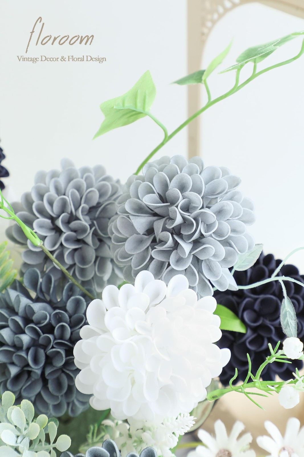 Artificial Dahlia Flowers 25pcs Real Looking Blue Shades Foam Fake Roses with…