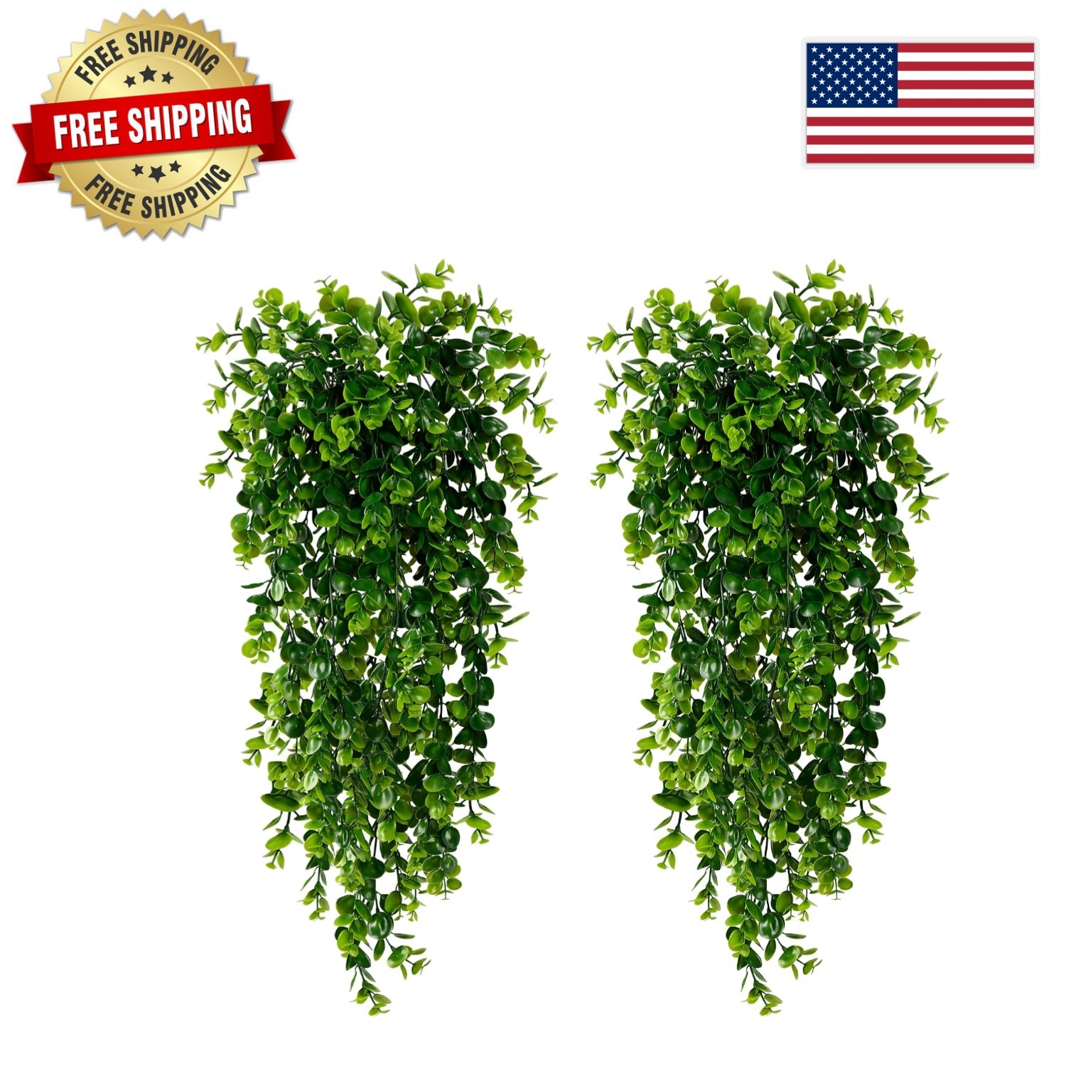 Versatile Faux Eucalyptus Hanging Plant Set – 4 UV Resistant Decor Essentials