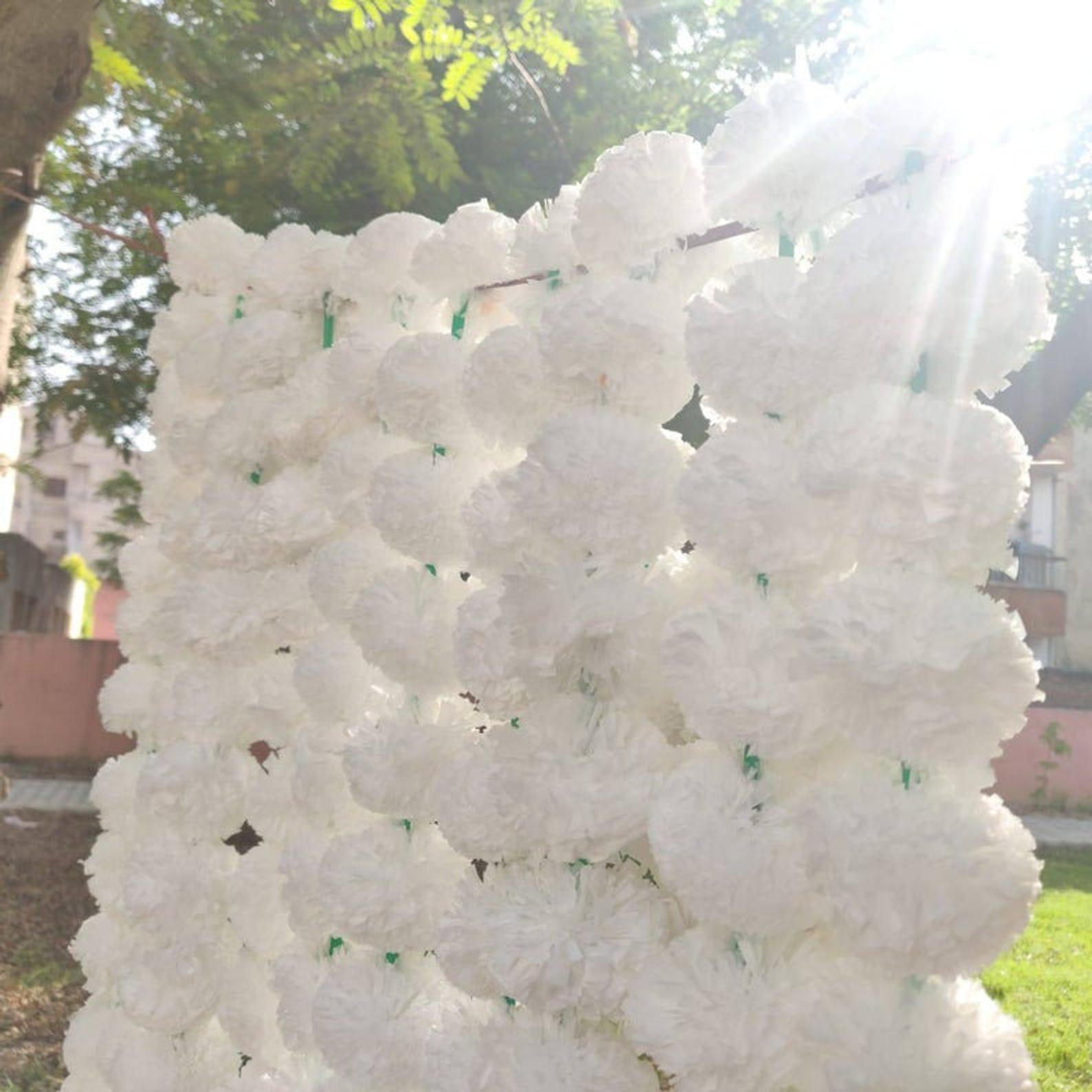 Indian Artificial Marigold Flower Garlands Vine white 5 ft Wedding Decoration