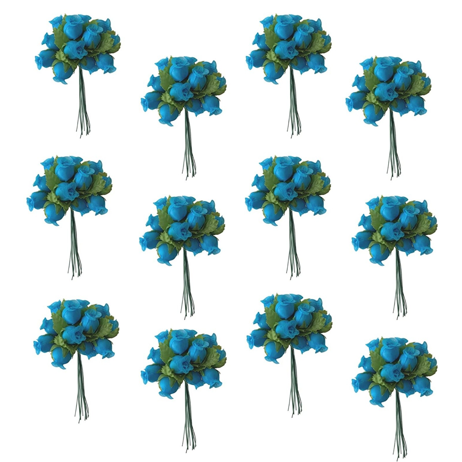 Turqoise Artificial Silk Flower Roses 12 Mini Bouquets of 12 Rosebuds 144 Total