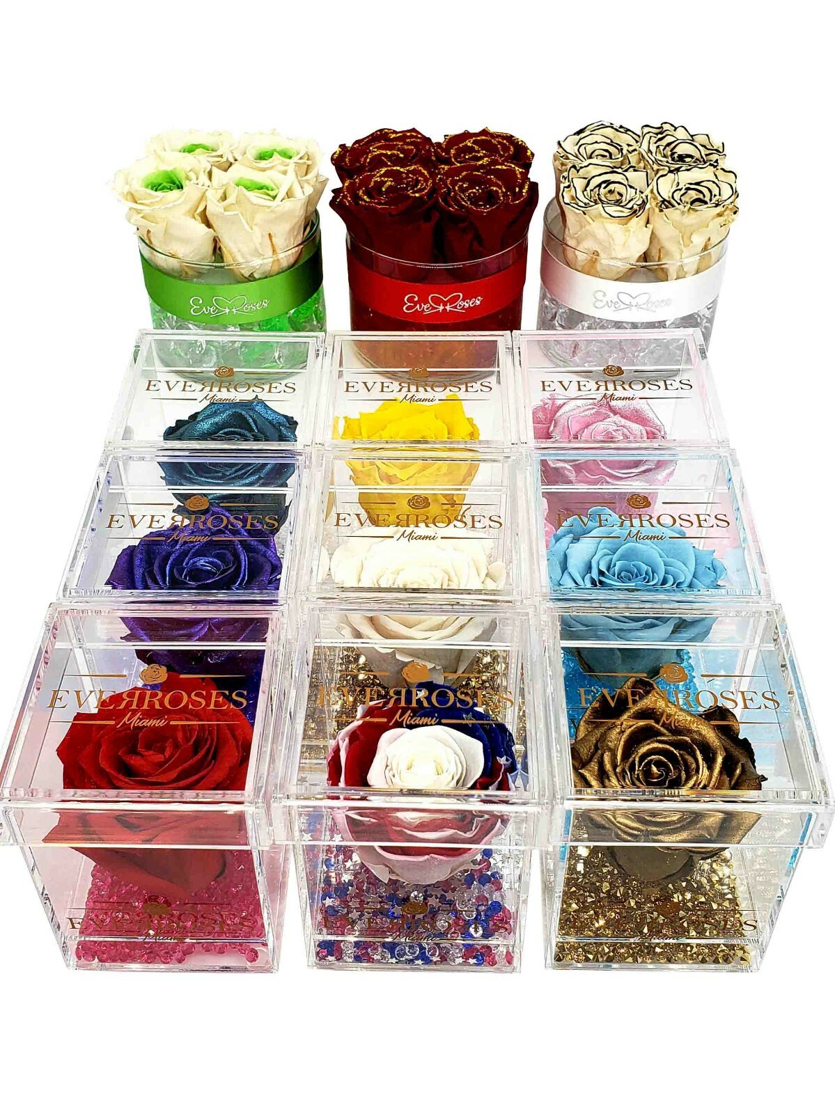 ROYAL BLUE Rose in a single Acrylic box real long-lasting preserved rose