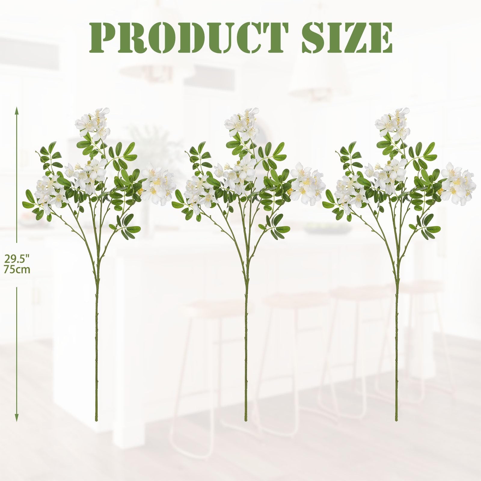Artificial White Flowers 29.5 Inch Long Stem Locust Flower Stems Faux Silk So…