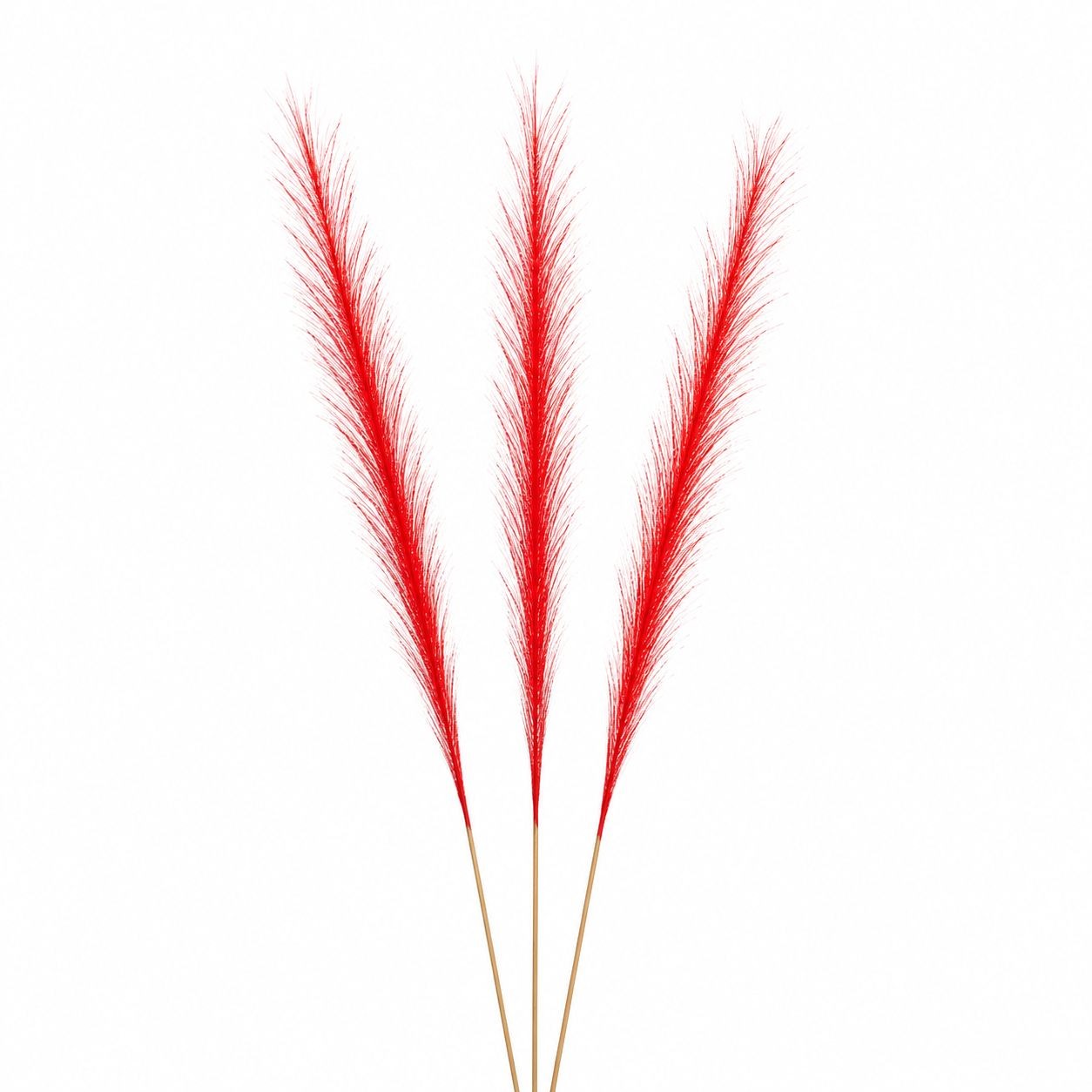 Red Pampas Grass Decor Set of 3 Faux Pampas Stems Red Floral Stems Patriotic Dec