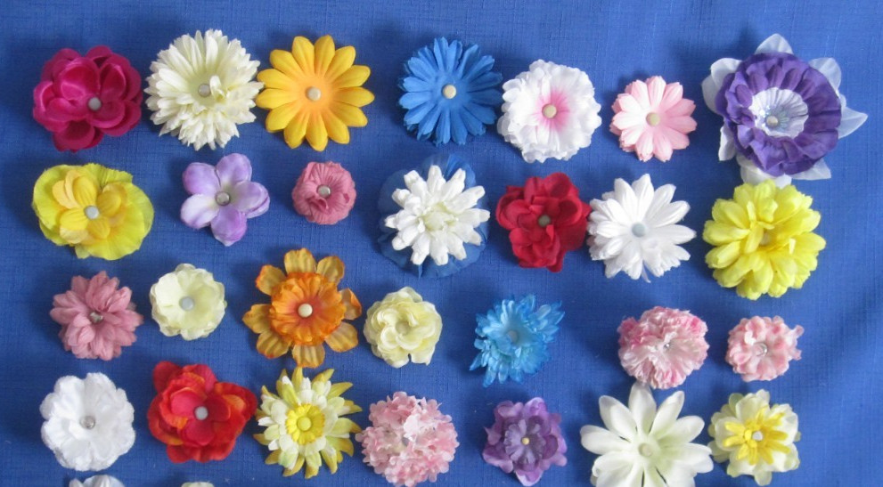 #5 Lot-50 Small/Medium Layers Used Silk Flower Petals 1-3″ Brads Multiple Colors