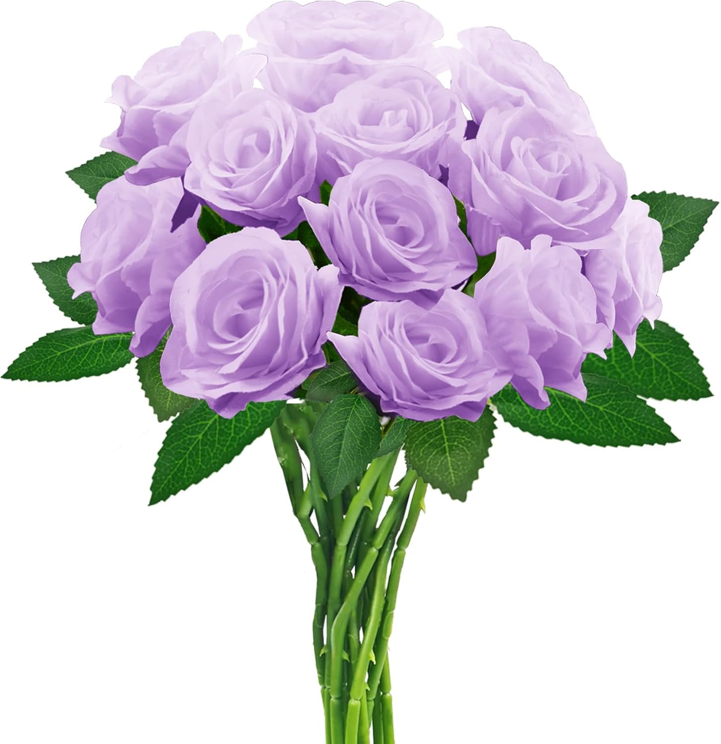 Purple Artificial Roses with Long Stems, 12Pcs Realistic Roses Artificial Flower