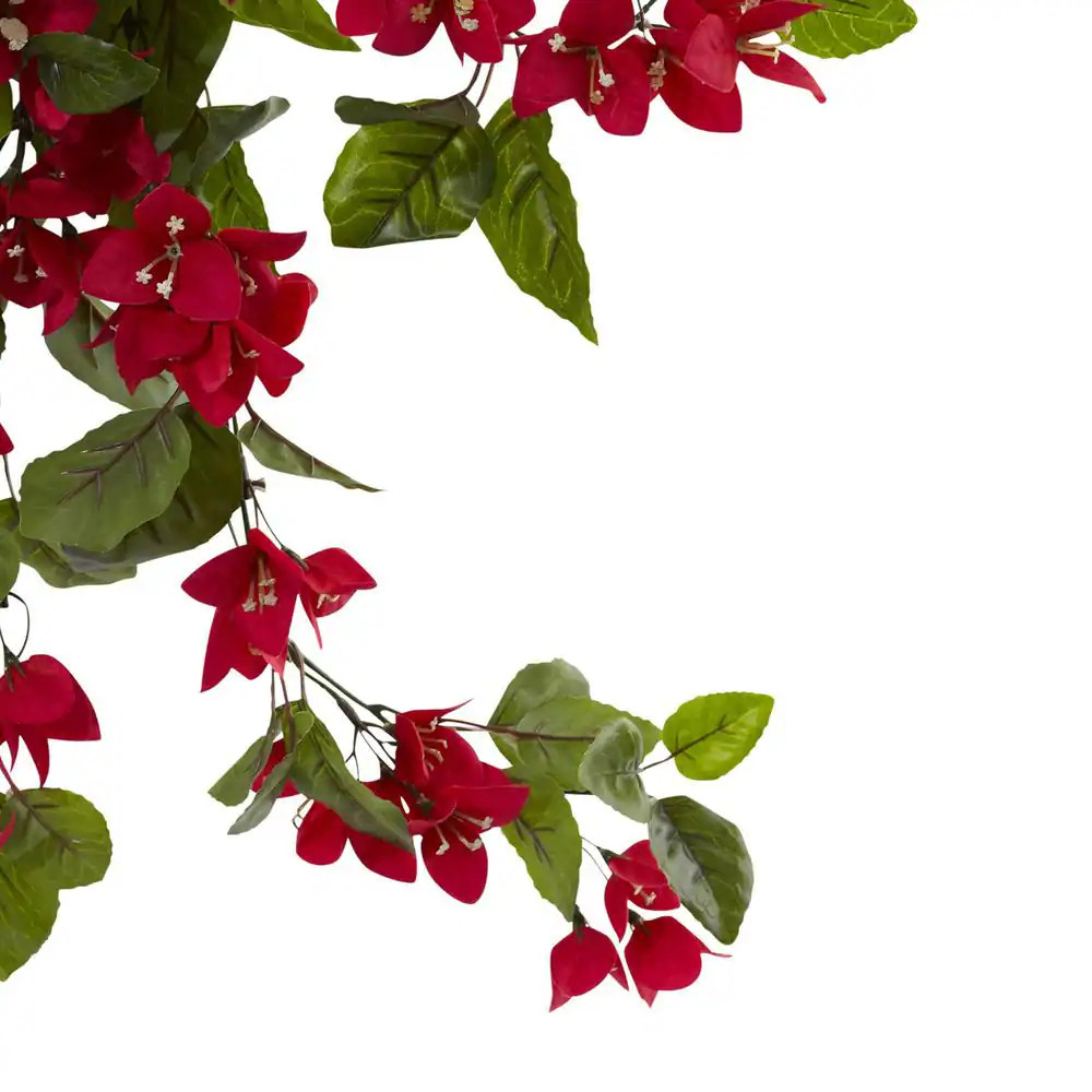 Indoor/Outdoor 28 In. Bougainvillea Hanging Bush Artificial Plant UV Resistant (