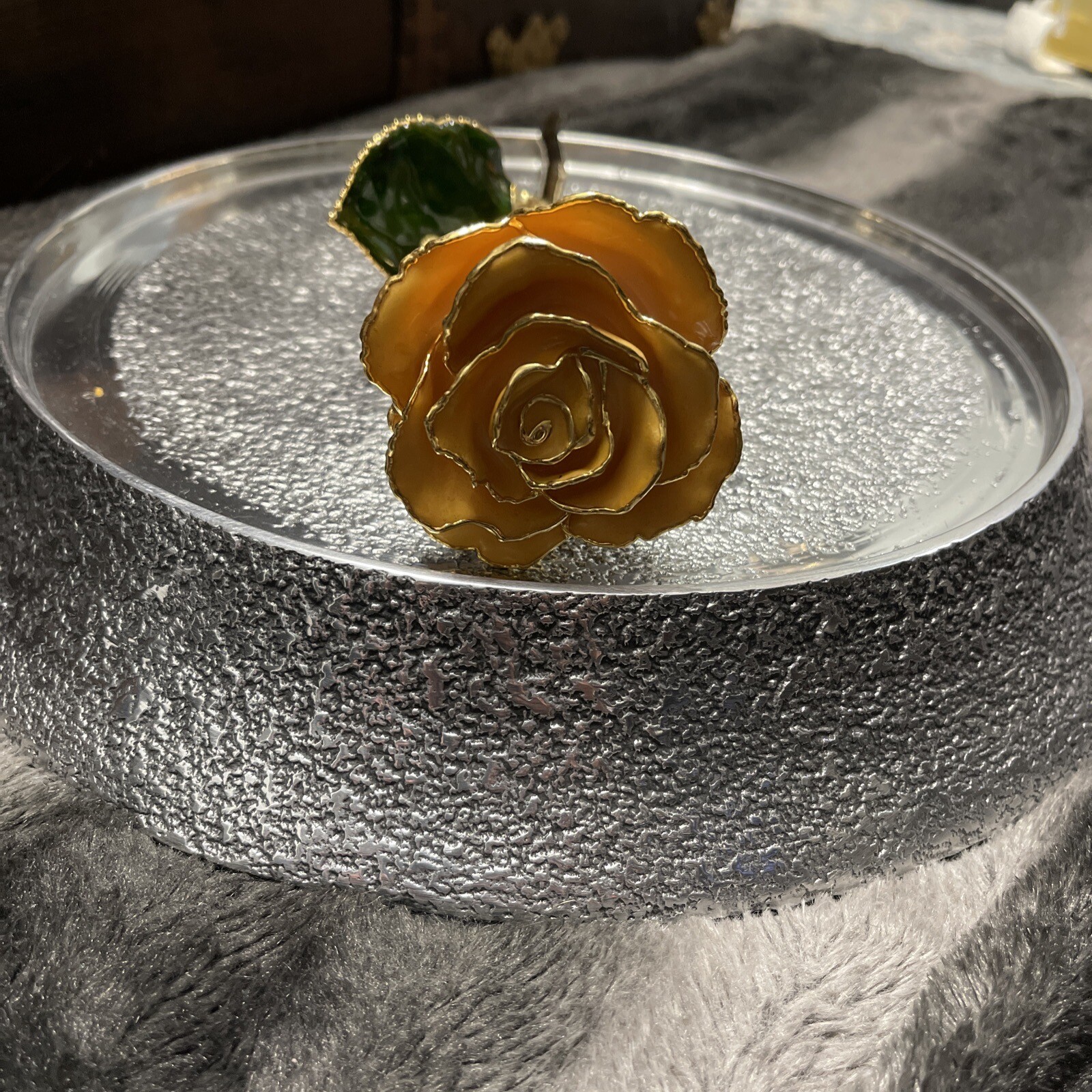 Real Rose Preserved And Dipped In 24 Kt. Gold