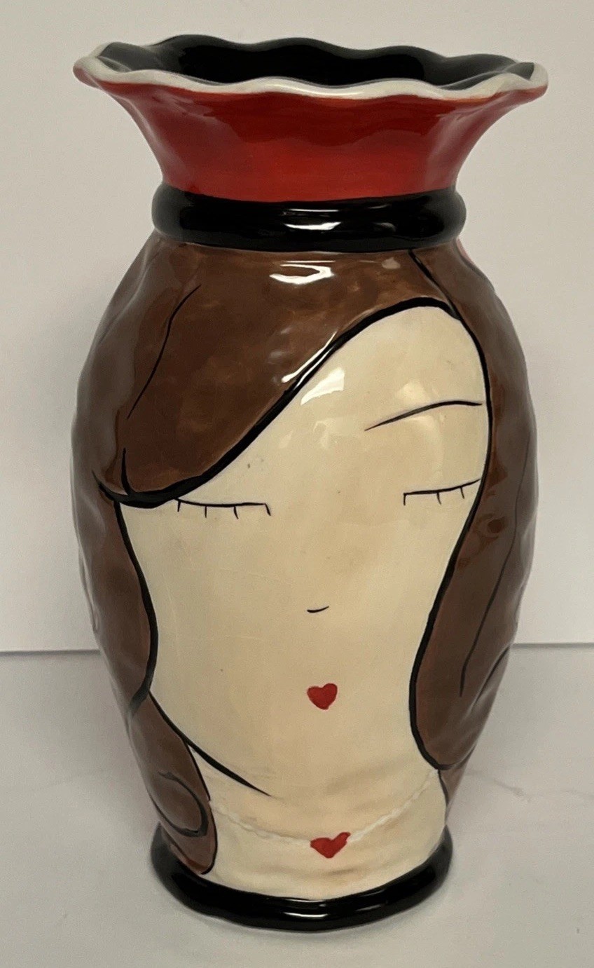 Always & Forever Ceramic Vase Lady Fave Art Vase Red Hearts Romantic Decor