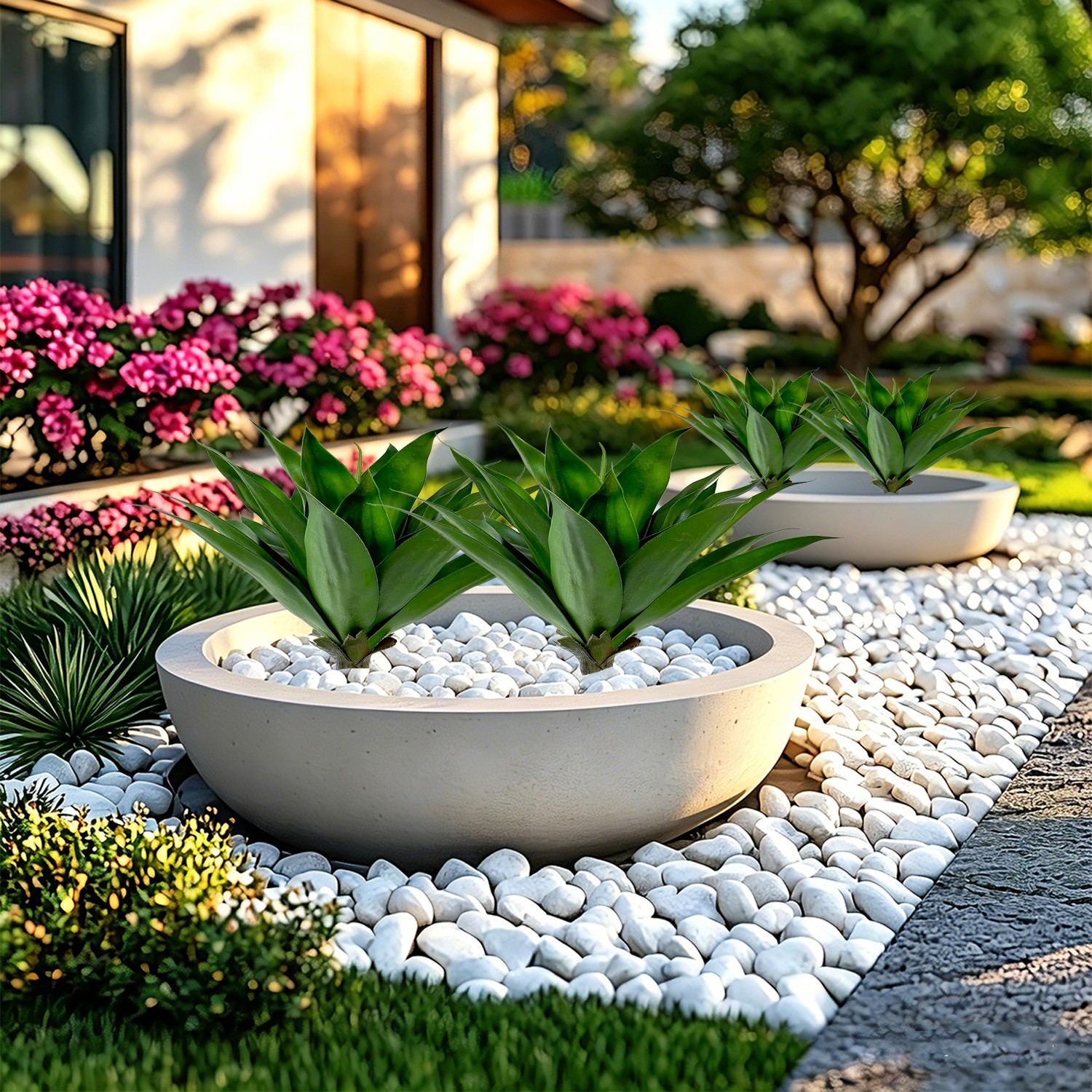 2Pack Artificial Agave Ground Stake, Faux Succulent Outdoor Garden Yard Decor