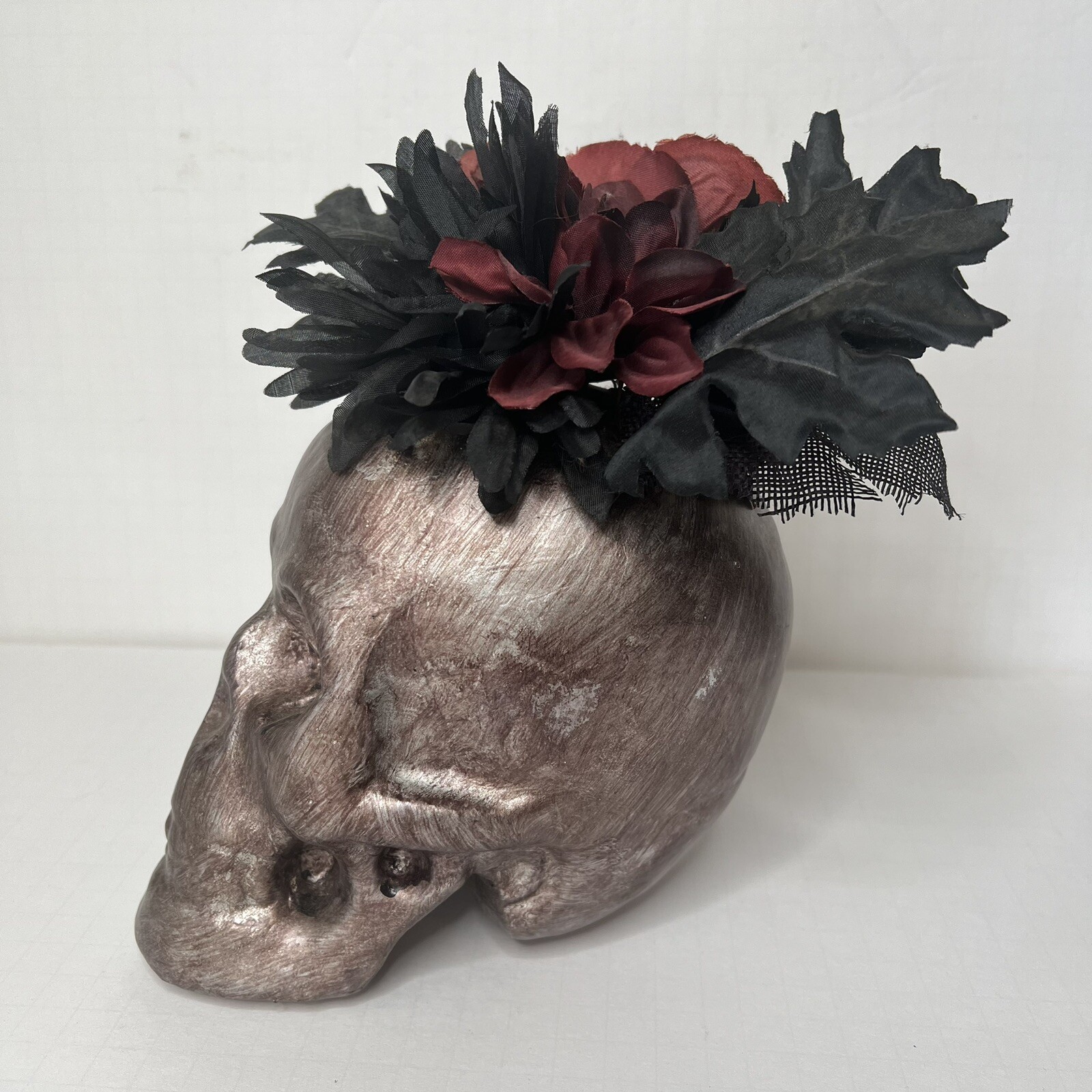 Skull Wicked Garden Halloween Decorations Goth Decor Party Flower Arrangement