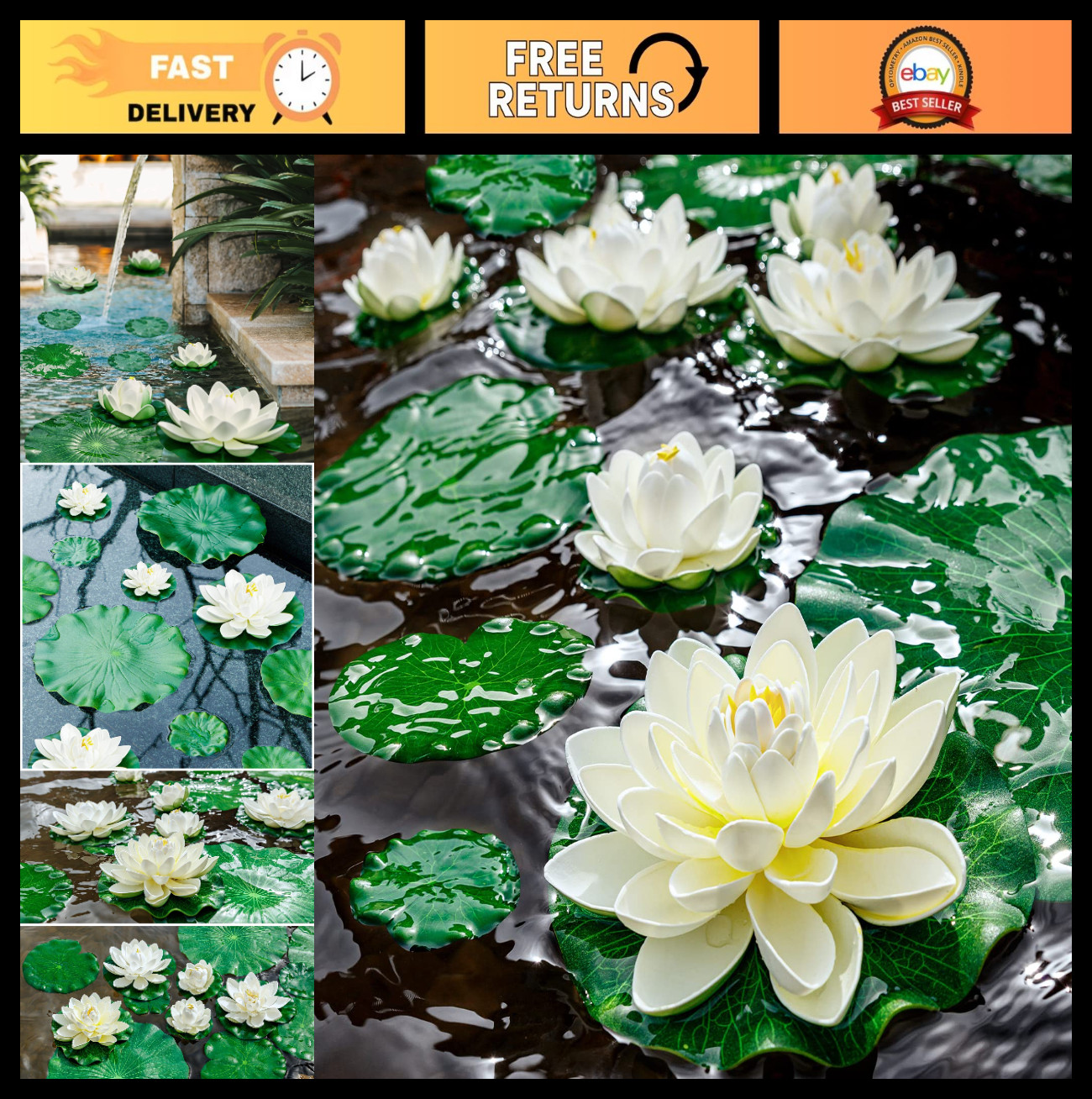 9 PCS Floating Lotus Pads | Realistic Foam Water Lilies for Garden Pond Decor