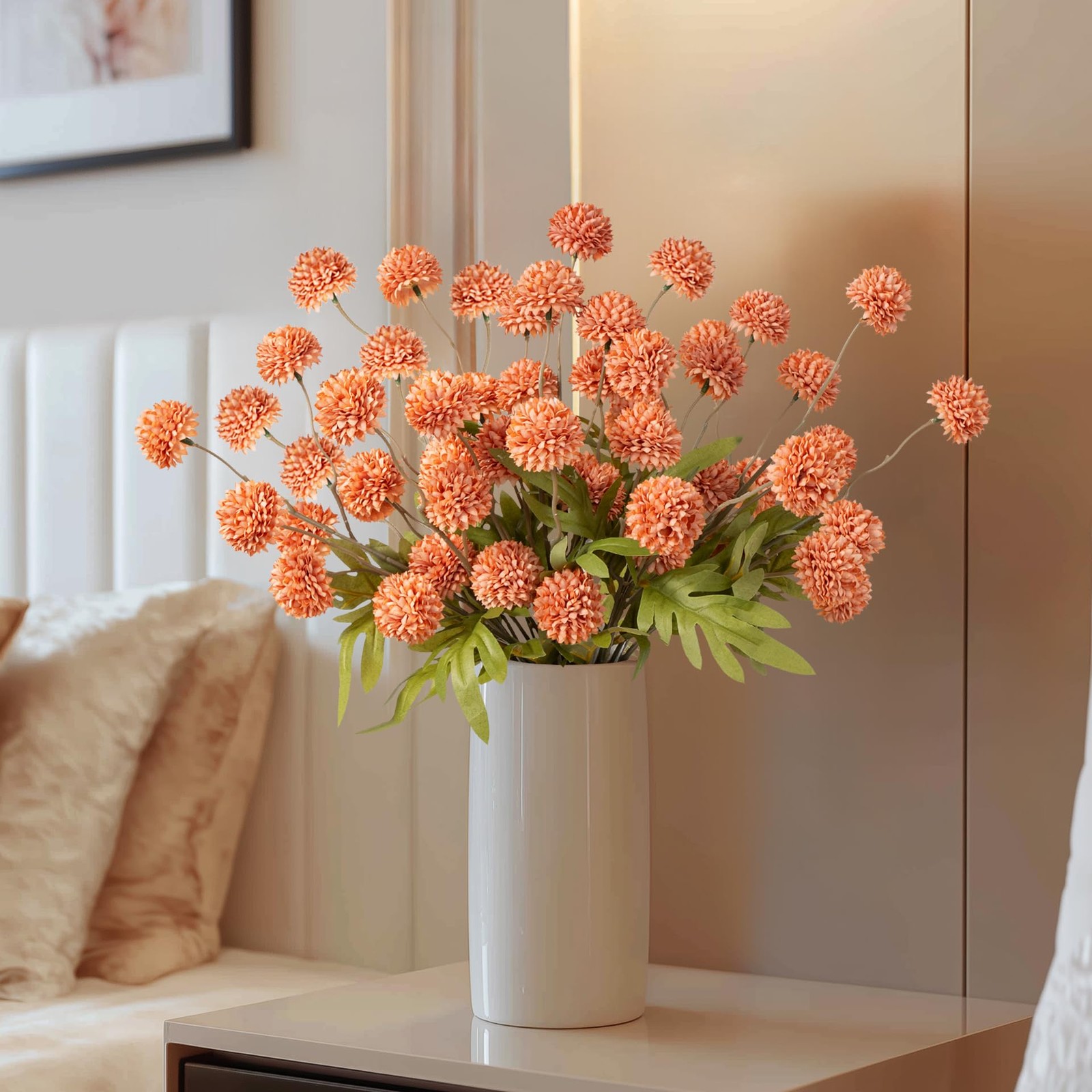 Artificial Flowers 10Pc, Fake Flower for Indoor Outdoor, 20.5In Silk Chrysant…