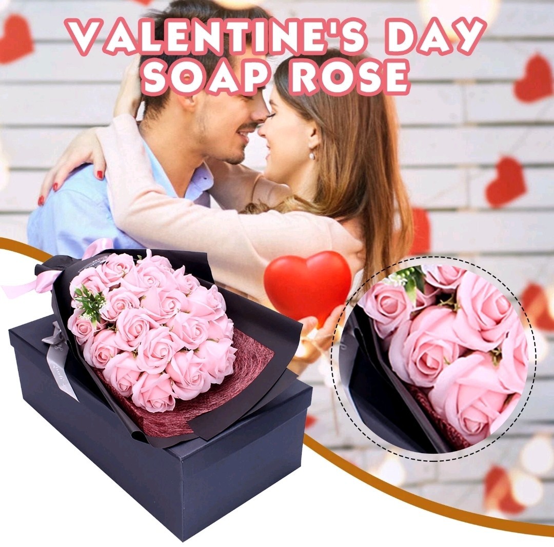 18 Pcs Eternal Baby Pink Rose Soap Flower Bouquet Valentine Girlfriend Wife Gift