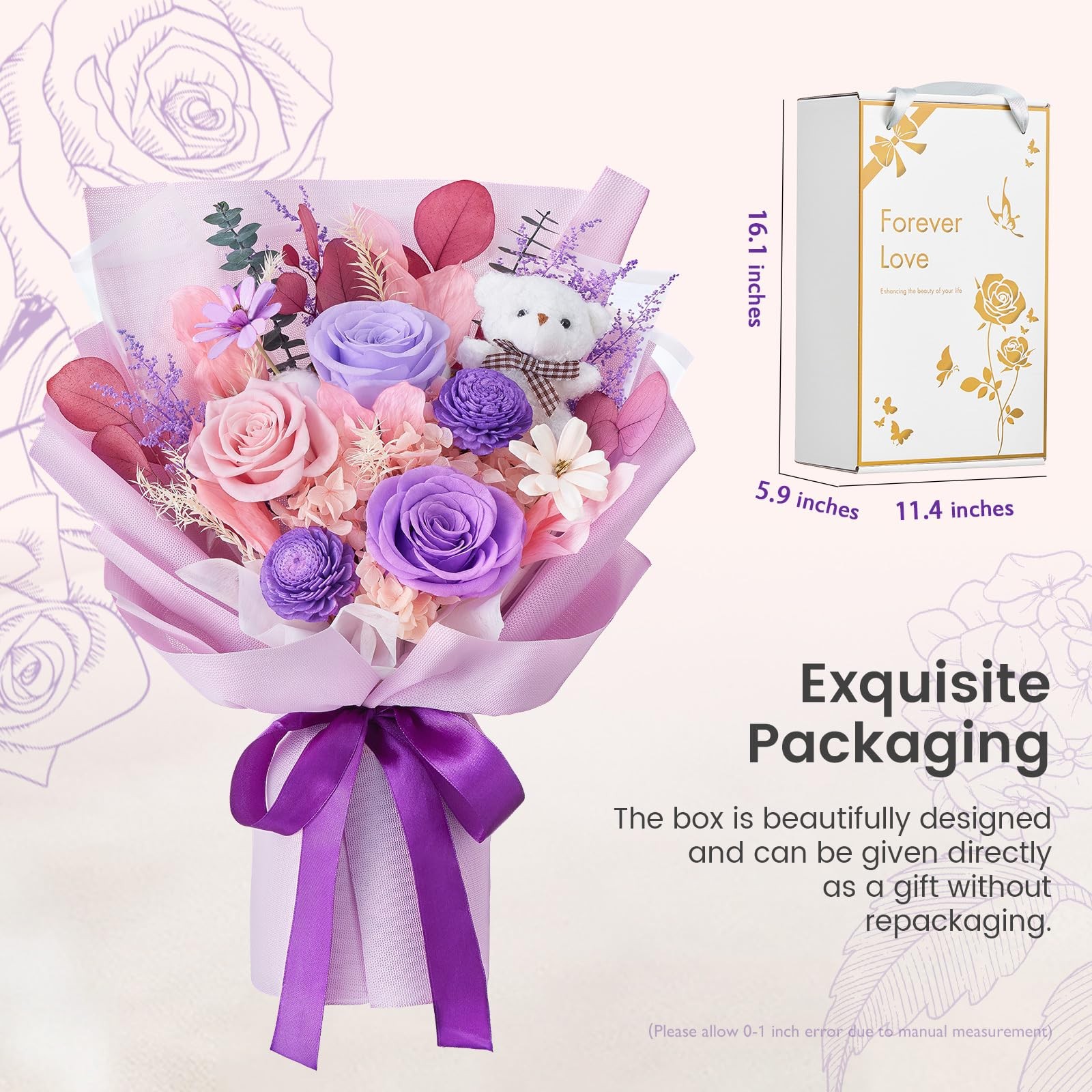 Polylove Mother Day Gift Flowers for Delivery Prime Forever Flowers Bouquet