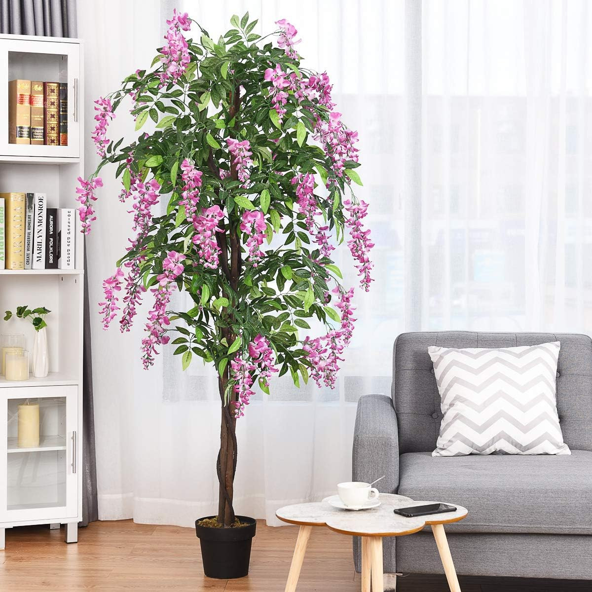 6FT Ficus Artificial Tree, Fake Wisteria Tree in Nursery Pot, Greenery Faux Floo