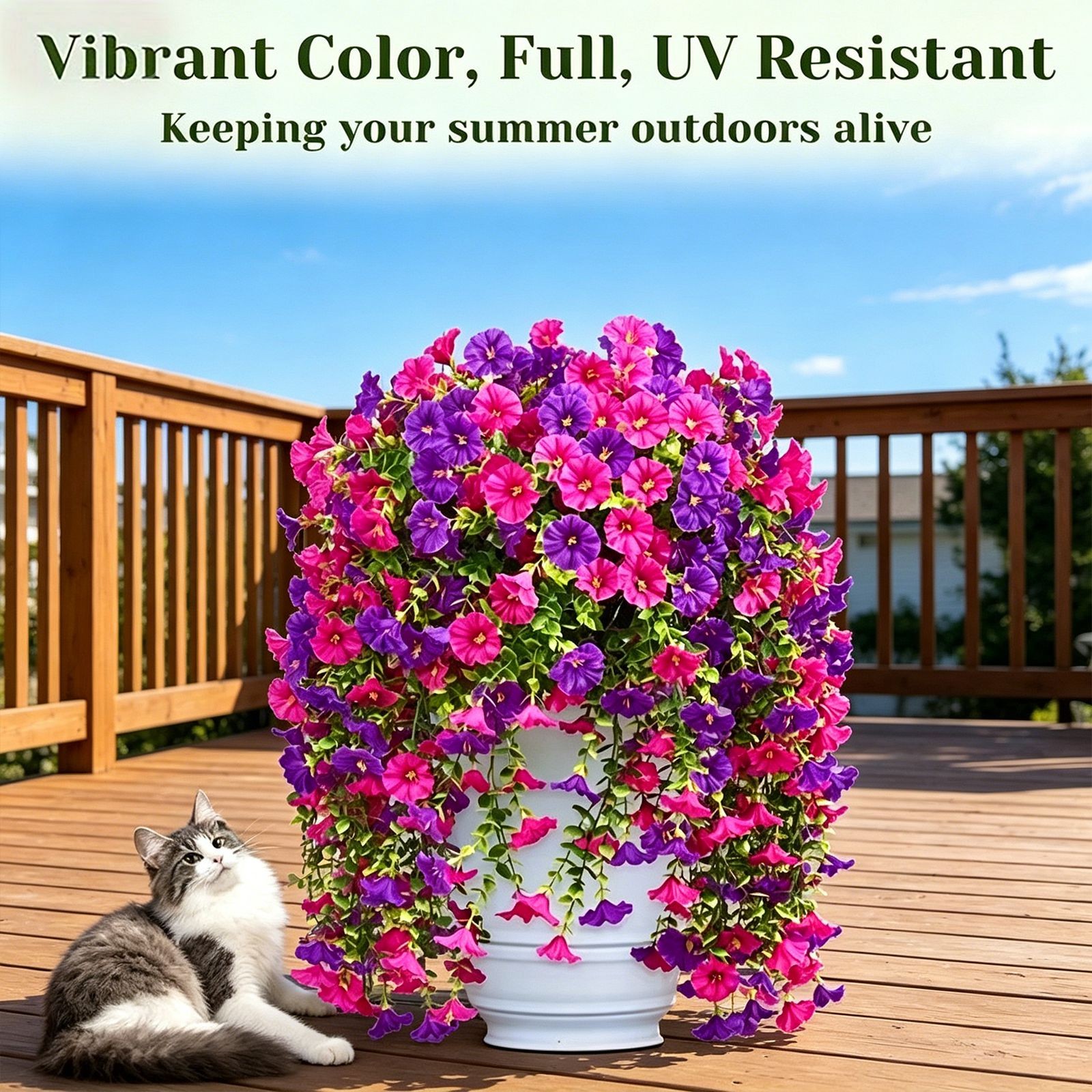 4PCS Artificial Morning Vines UV Resistants Hanging Flowers Outdoor Decor R9U9