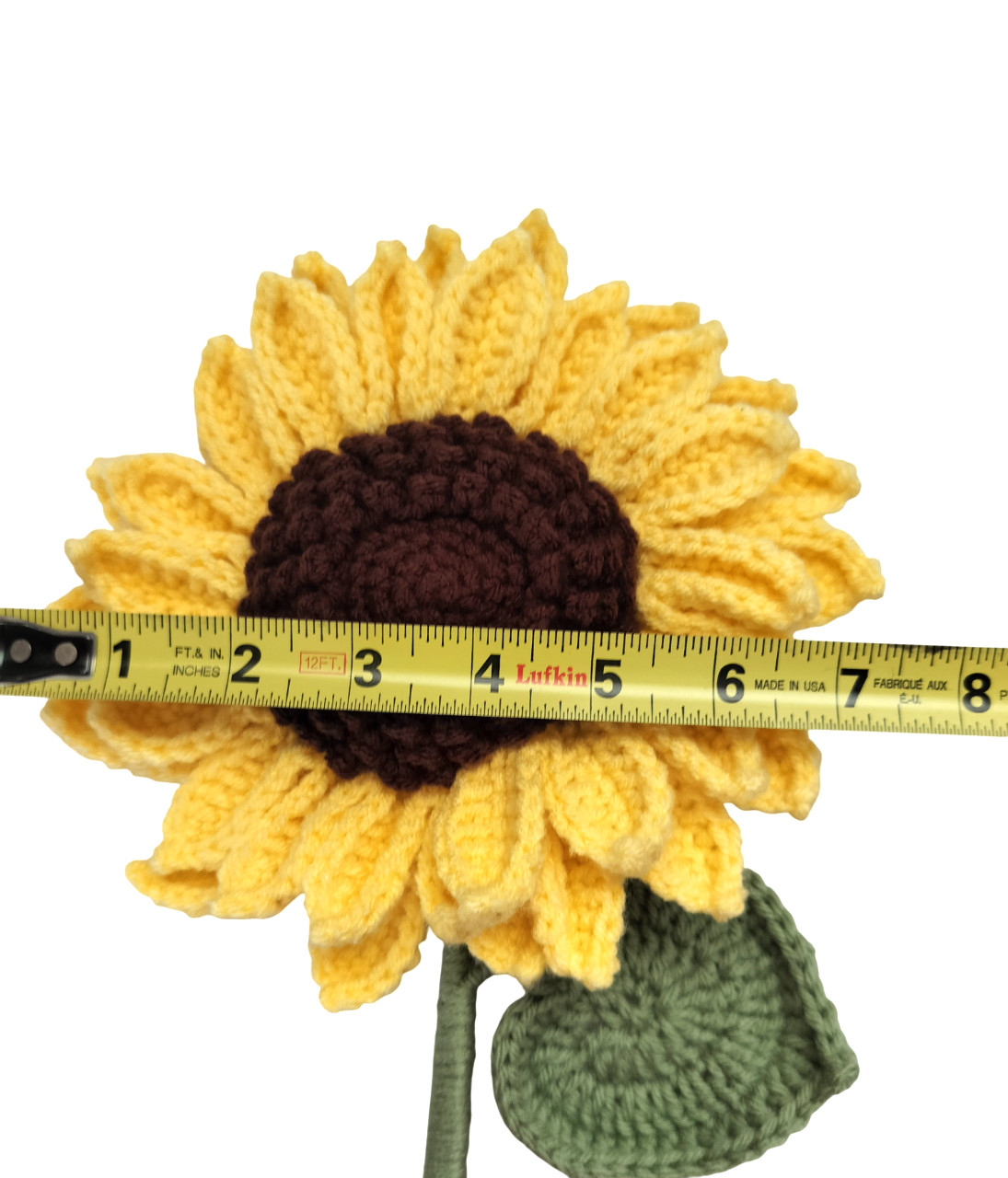 SUNFLOWER IN POT CROCHET HANDMADE Size Medium Free Standing Purple Pot