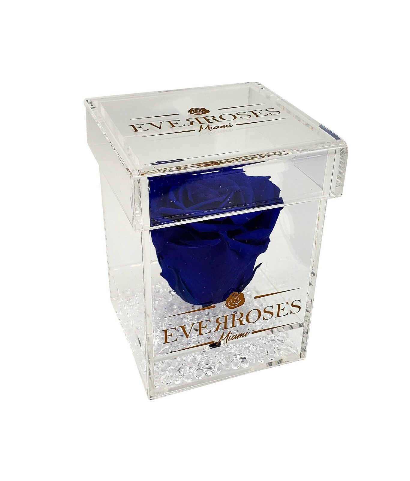 ROYAL BLUE Rose in a single Acrylic box real long-lasting preserved rose