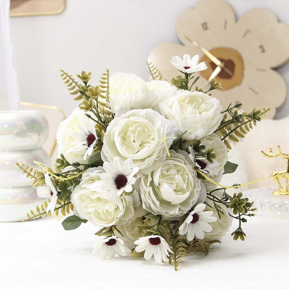 Elegant Faux Floral Bouquet Peony Rose Arrangement for Stylish Centerpieces