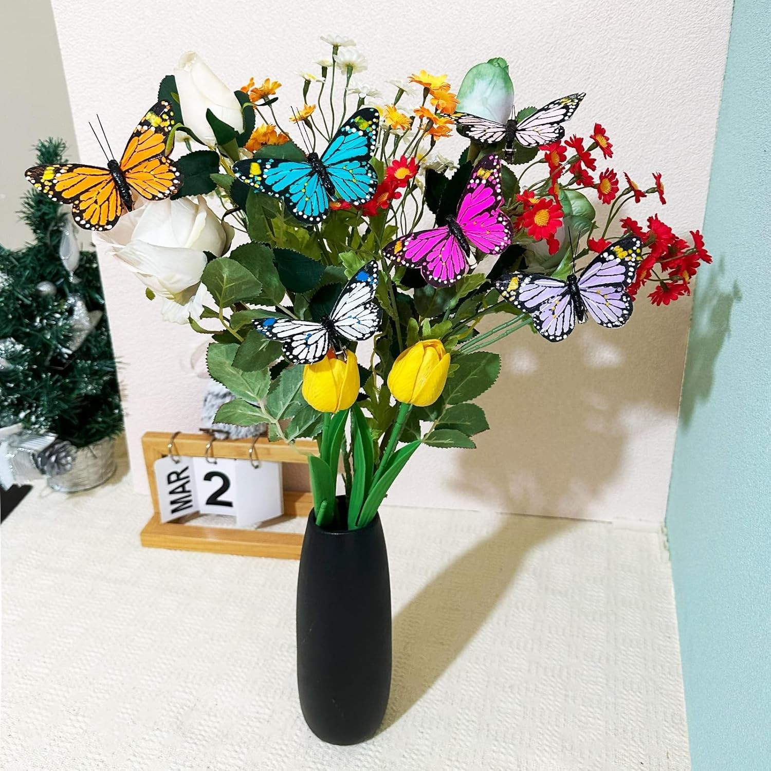 Feather Butterfly Set of 12 Clip on Artificial Butterflies for Crafts Flower …