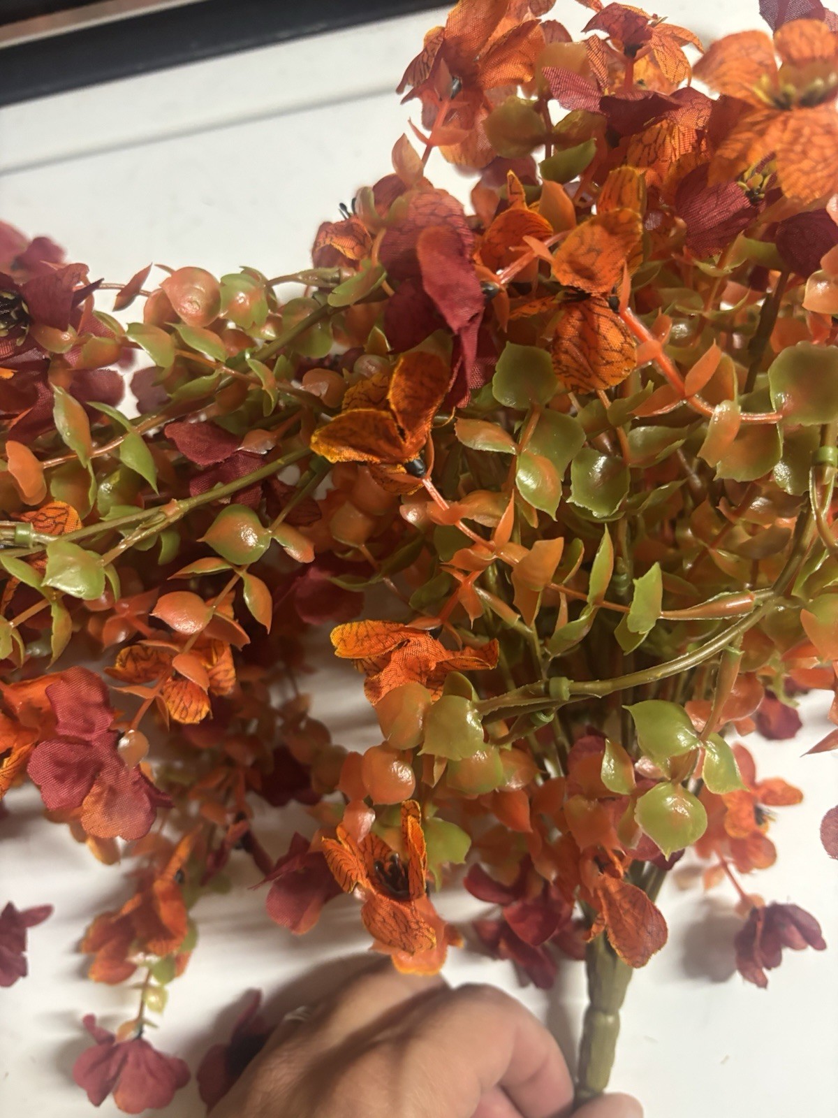 Artificial Hanging Flowers Plants for Outdoor Fall Decoration, 2PCS Faux Silk…