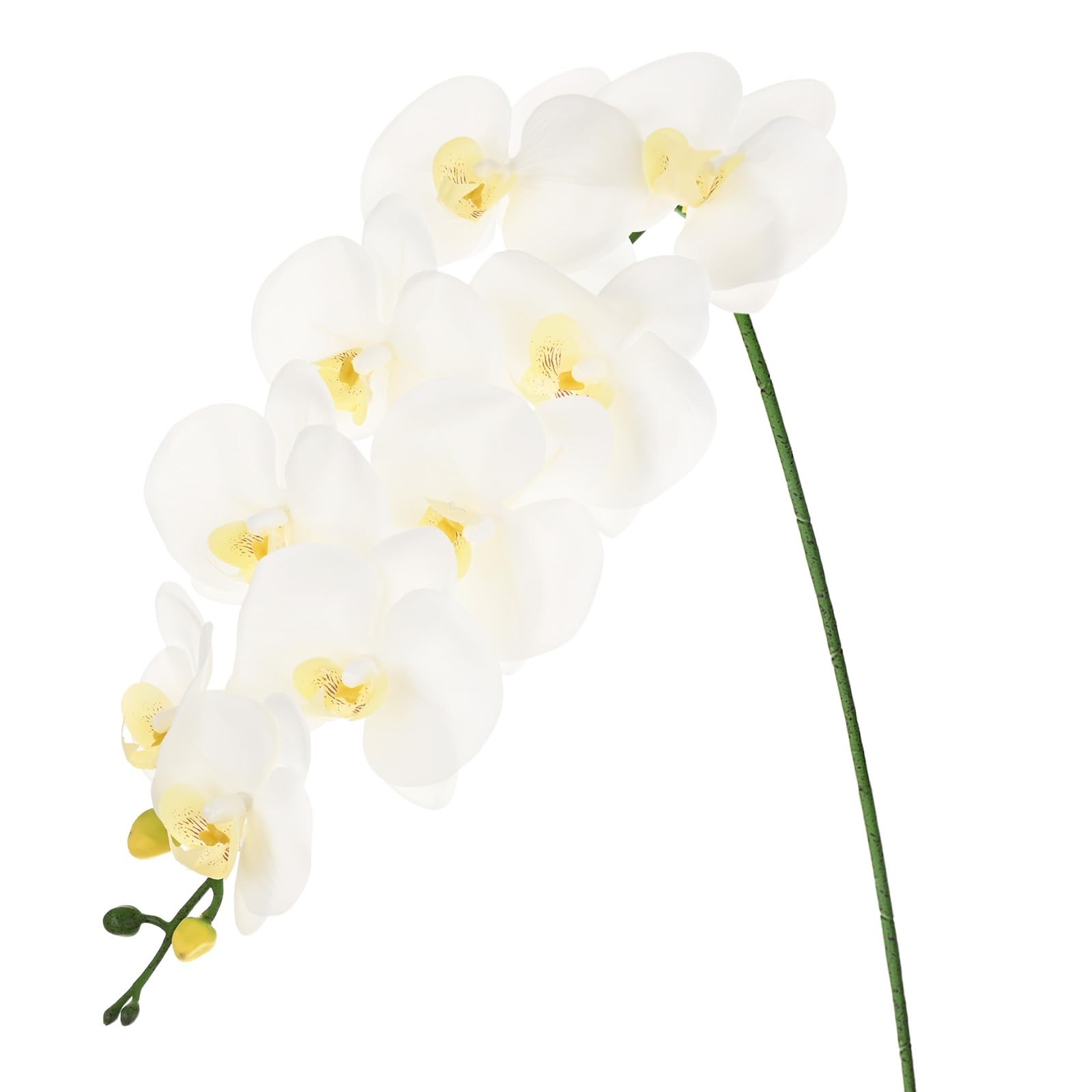 1 Pack Artificial Orchid Flowers 37 Inch 9 Petals White Faux Phalaenopsis