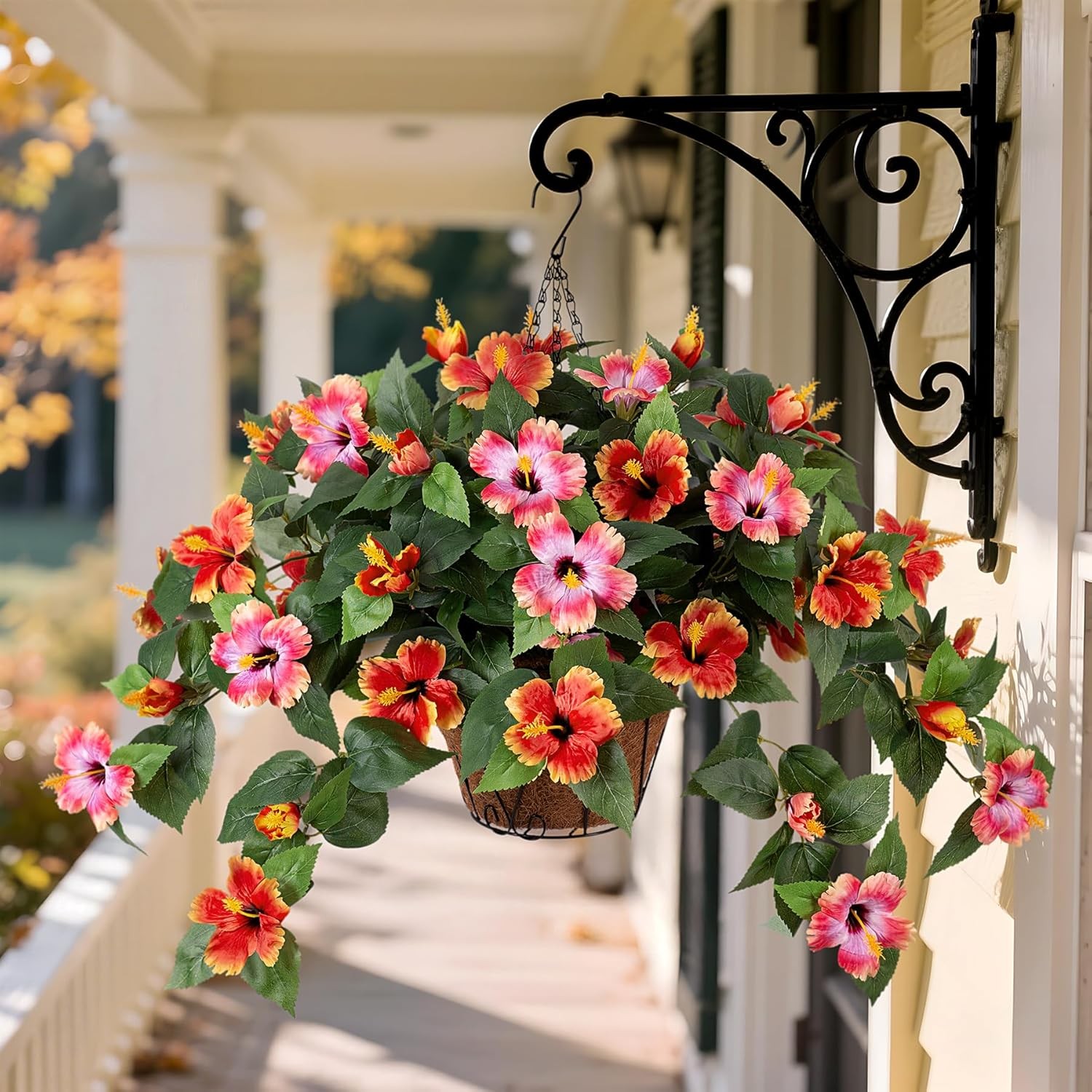 Artificial Fake Flowers for Outdoors Decoration, 2PCS Faux Hibiscus Flowers
