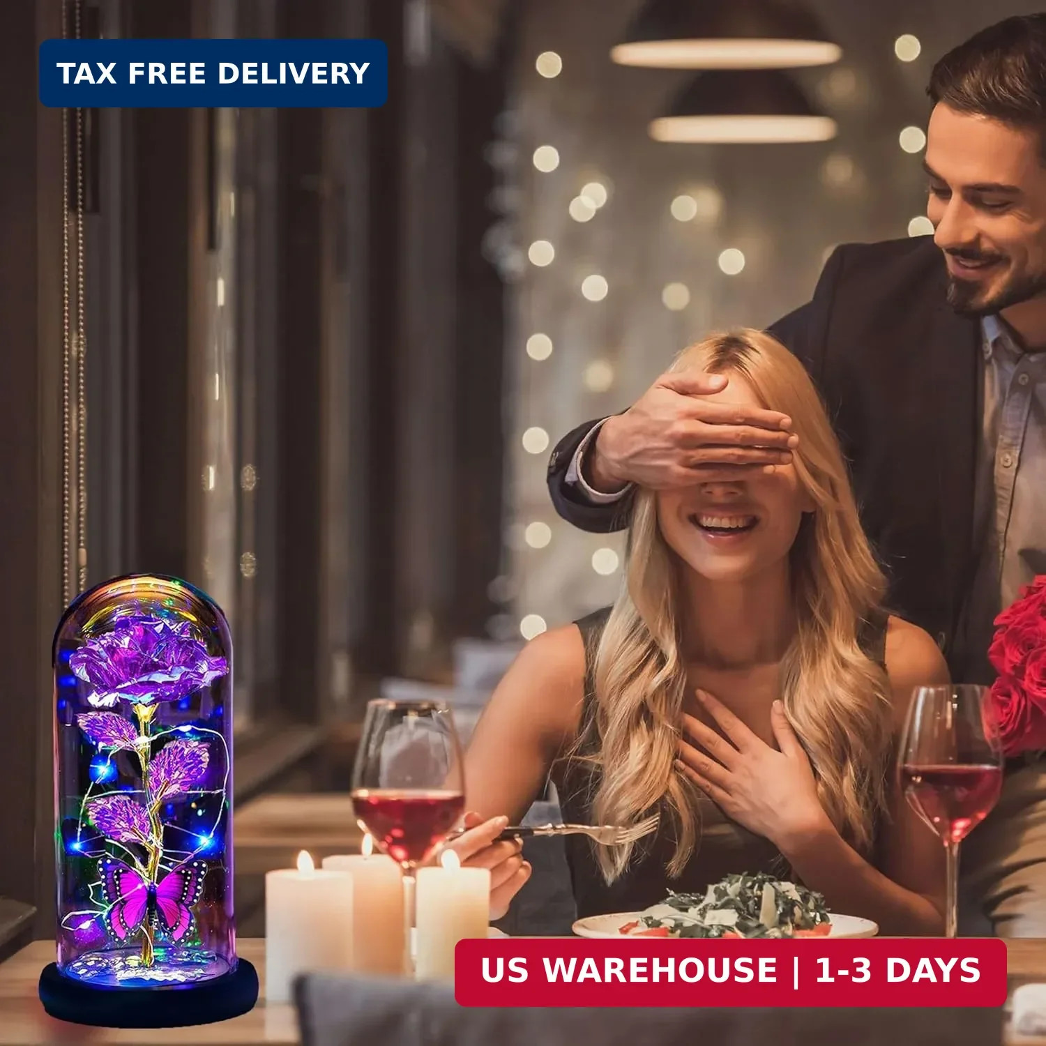 Mothers Day Flowers Gifts for Mom Wife Her Women,Light Up Rose Flower in A Glass