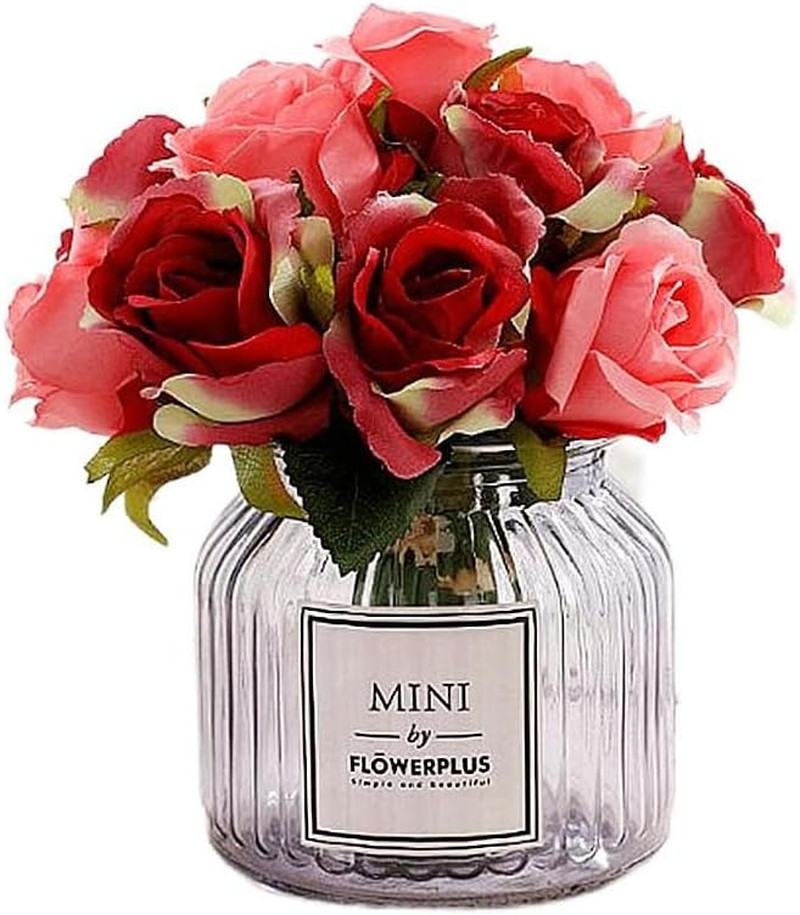 Artificial Roses Fake Flowers 12 Heads Arrangement Silk Bouquet for Home Office